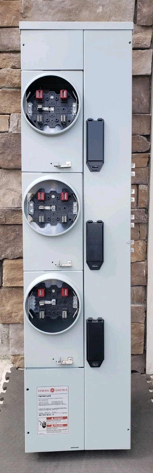 🔥 GE TMPR8320R ELECTRIC 3 GANG STACK METER BOX CAN 200A 4T RL Apartment Triplex