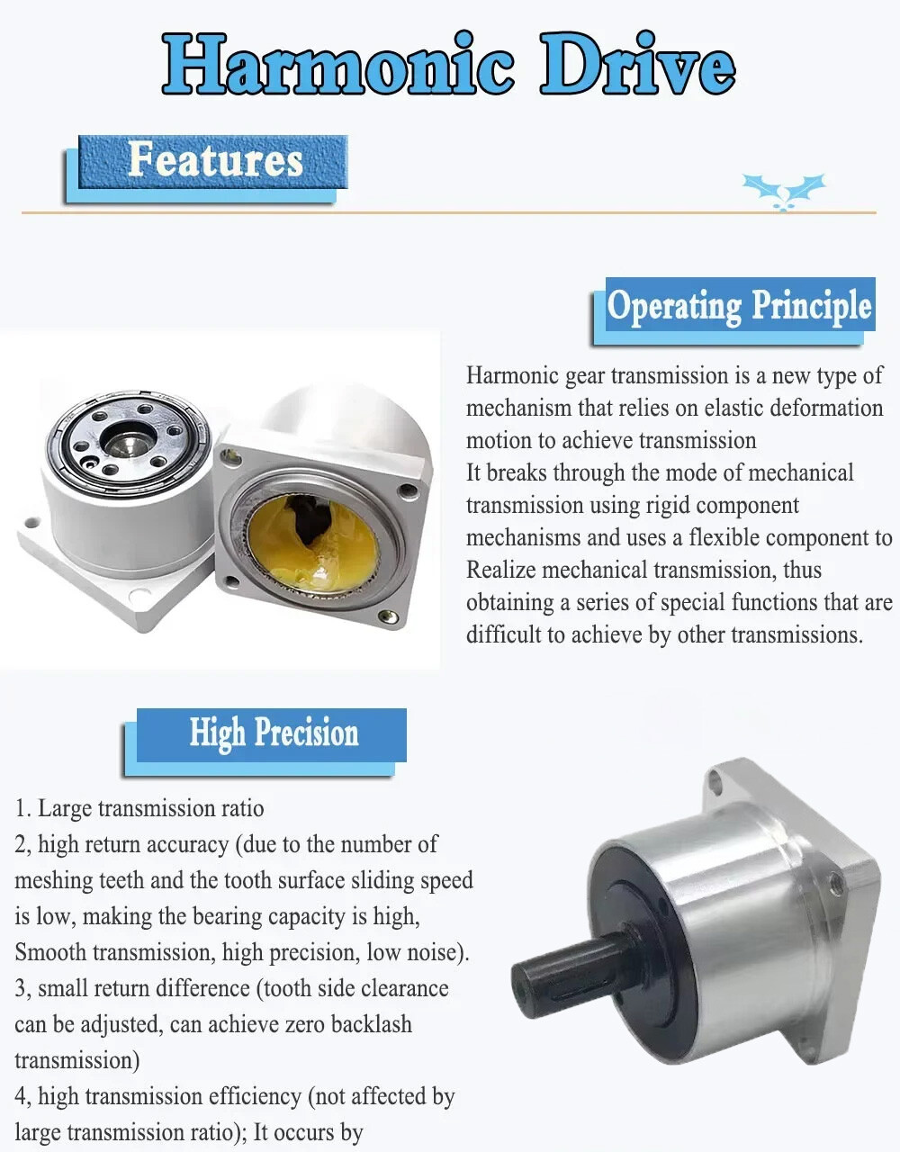 Micro Harmonic Drive Reducer Precision Harmonic Gearbox Robot Arm Cam Divider