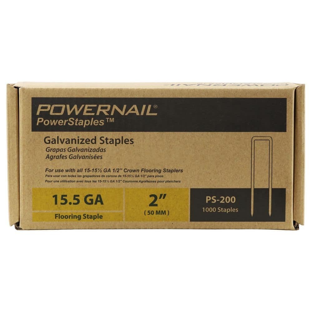PowerStaples 2″ x 1/2″ 15.5 Gauge Steel Hardwood Flooring Staples 1,000 Pack