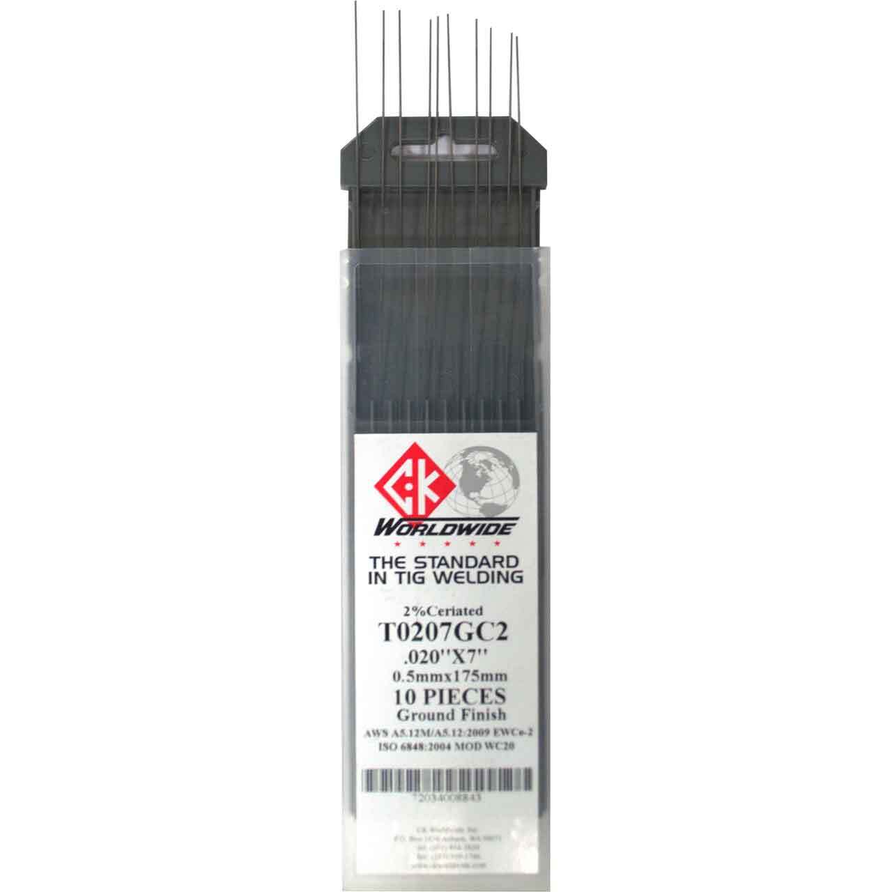 CK T0207GC2 2% Ceriated Tungsten Electrode .020″ X 7″ 10 pack