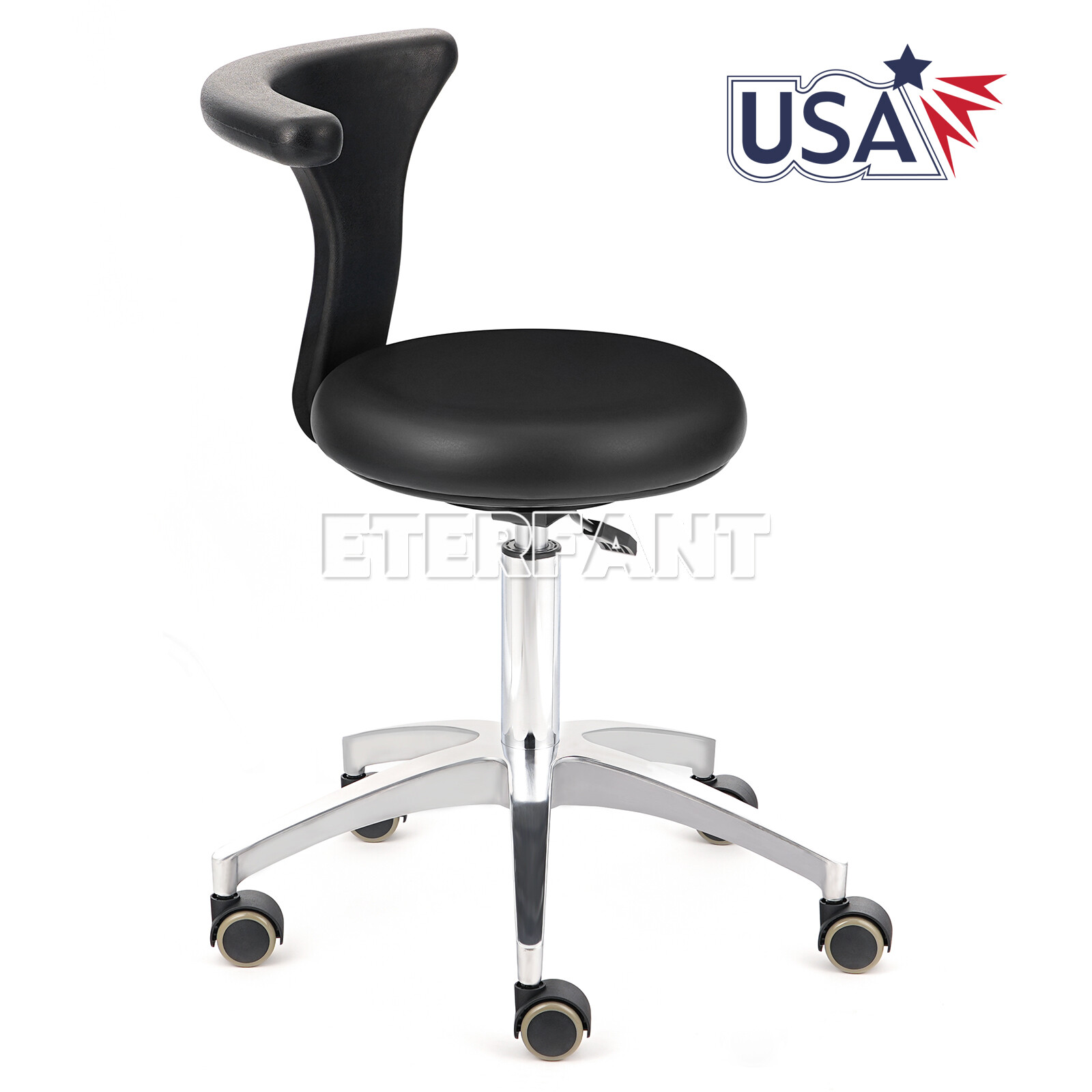 ETERFANT Dental Mobile Doctor Assistant Stool Chair PU Leather Adjustable Height