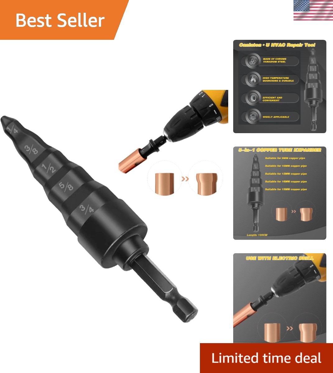 Compact Copper Tubing Tool Set: 5-in-1 Drill for Efficient HVAC Solutions