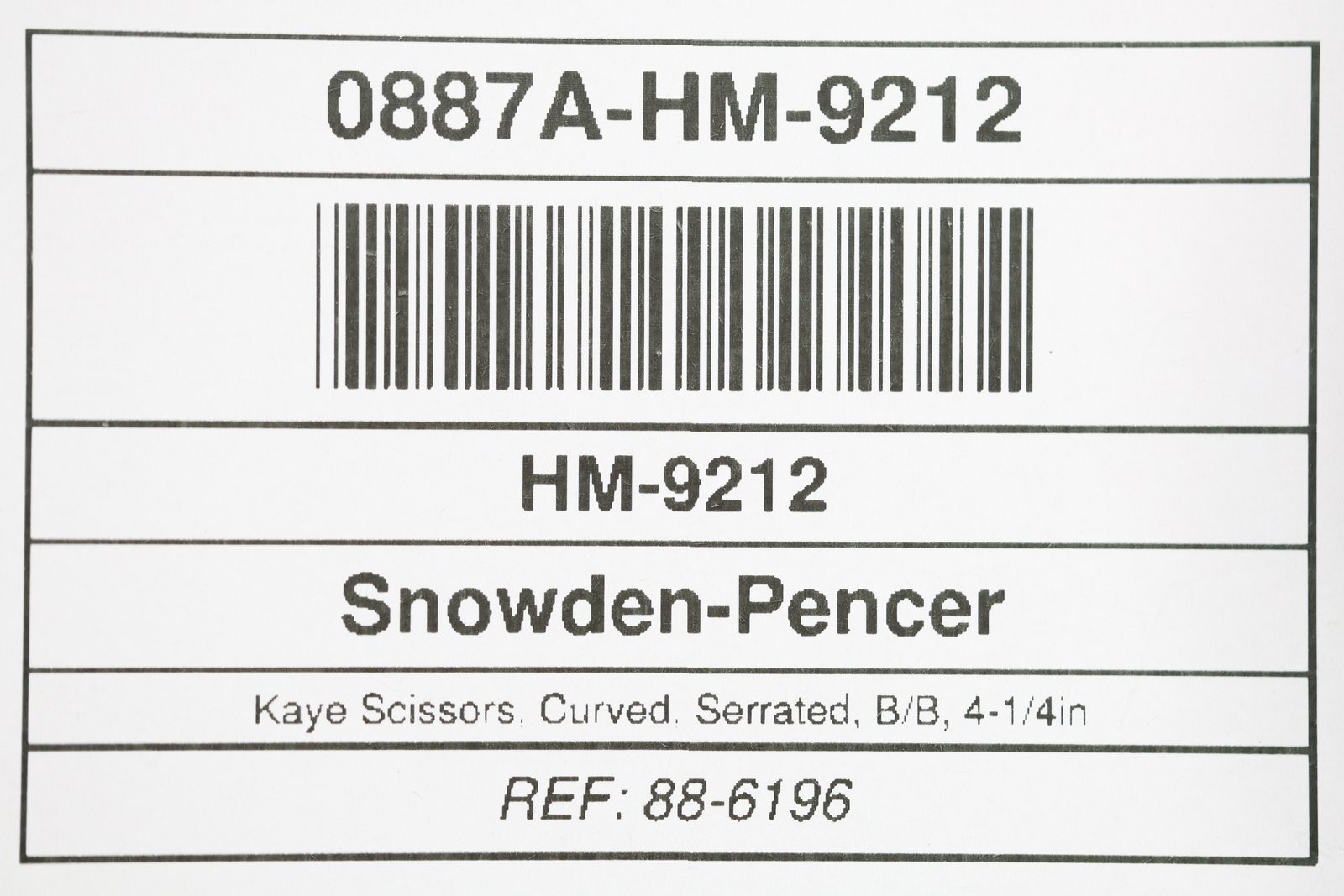 Snowden-Pencer 88-6196 Kaye Scissors, Curved, Serrated, B/B, 4-1/4in