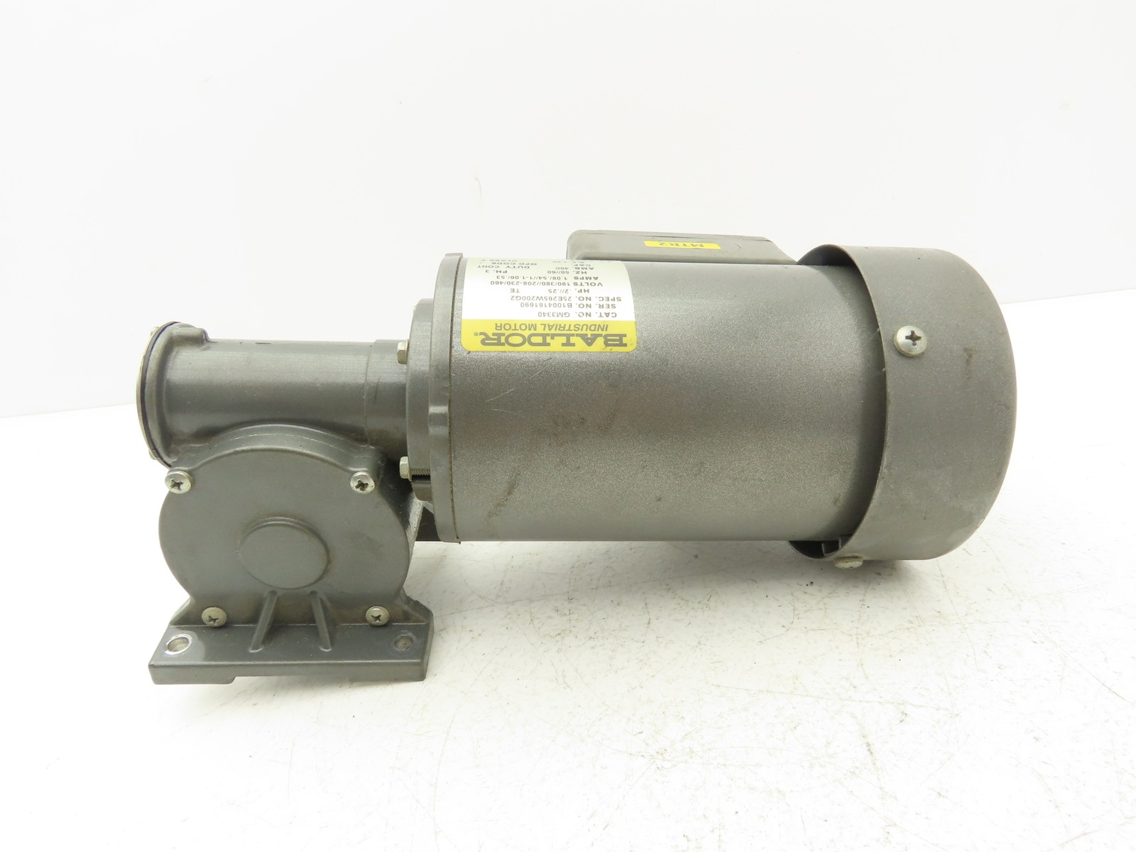 Baldor GM3340 AC Gearmotor 40:1 Reducer 1/4 Hp 42RPM 208-460V 3Ph RH Output