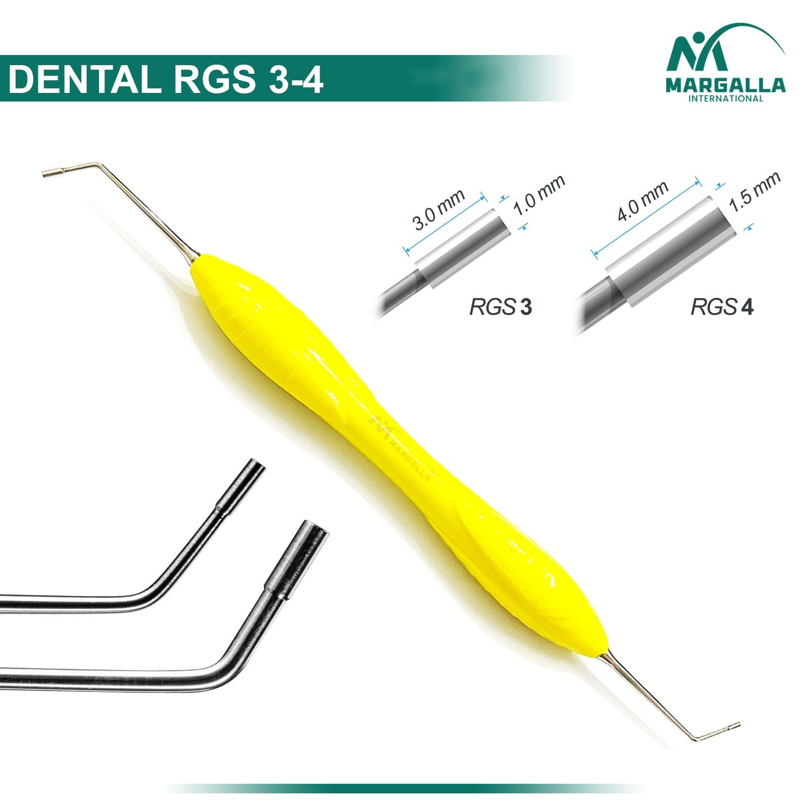 X10 Dental Instrument RGS 3-4 Silicone Handle Depth Dimensions for Restorations