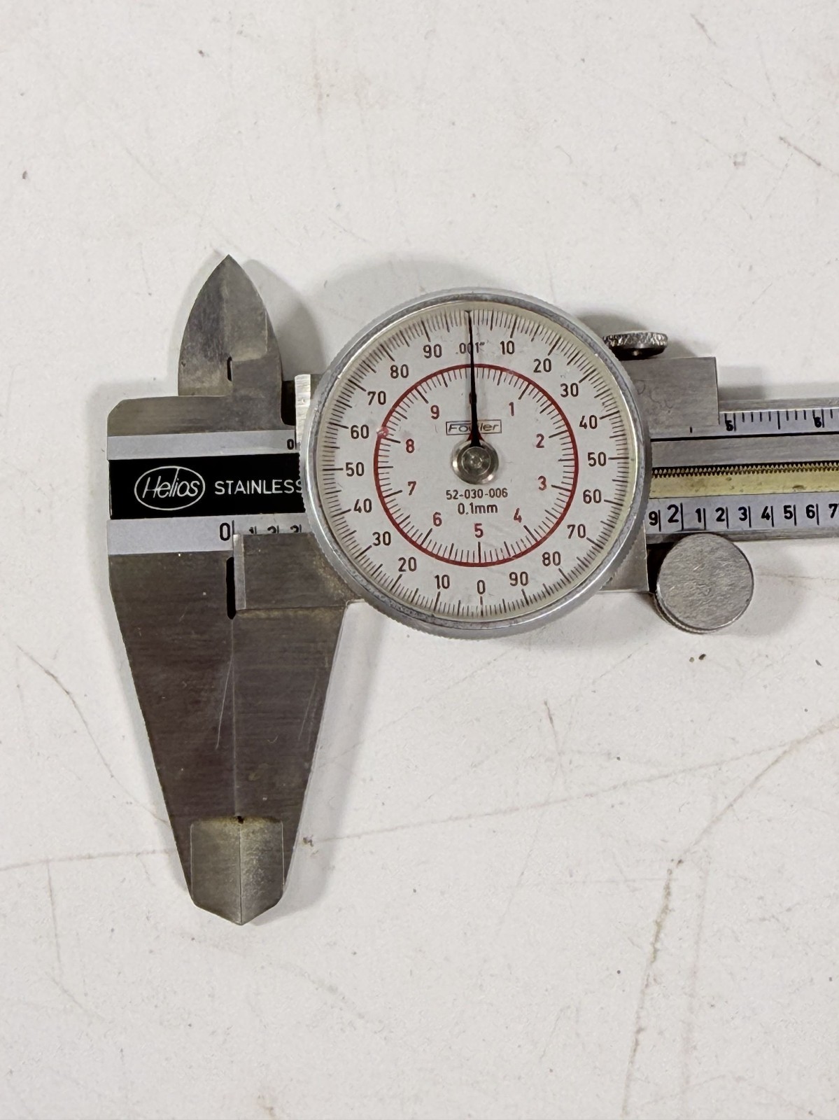 Helios Fowler 52-030-006 .001 Dial Caliper 6.5″ Stainless Steel WORKING F153 Ger