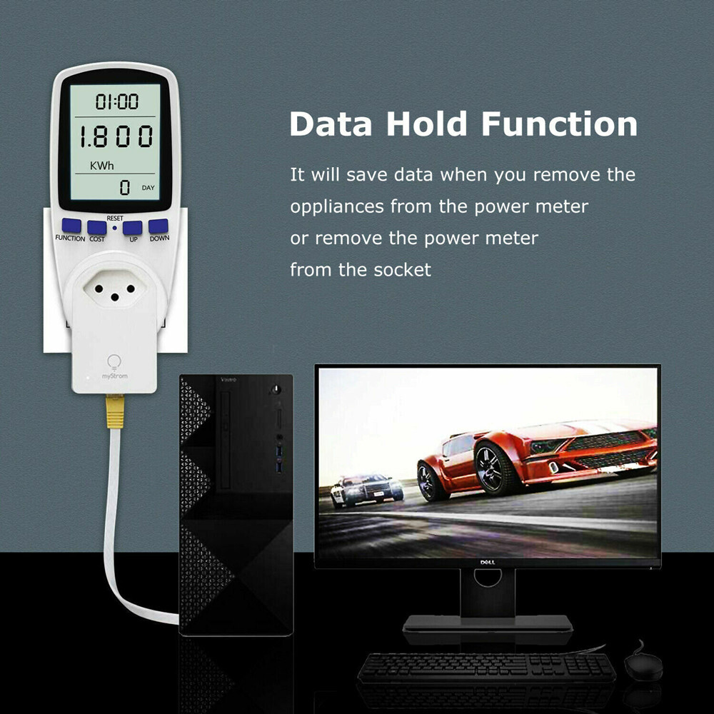 LCD Digital Outlet Power Meter Energy Monitor Volt Watt Electricity Usage Tester