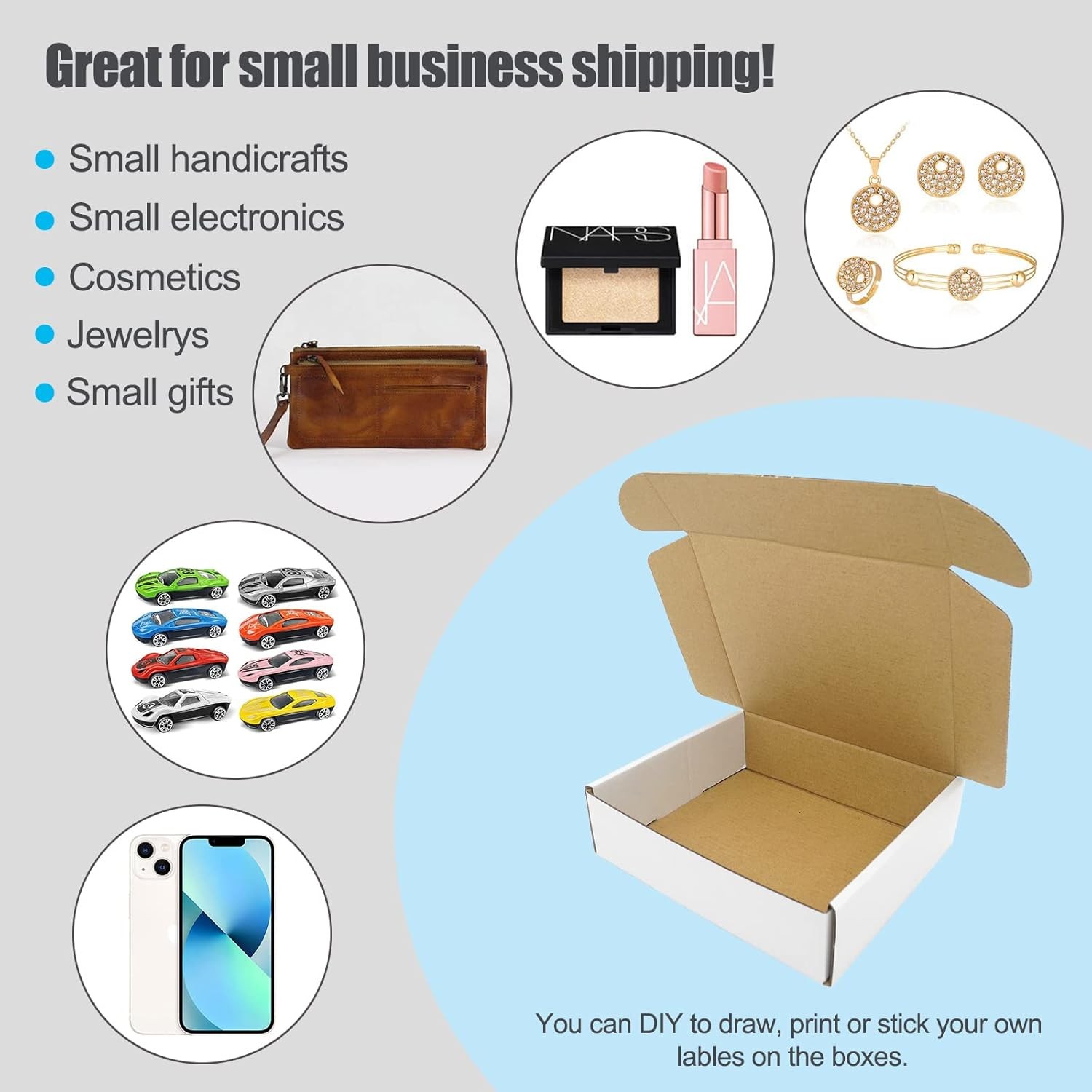 50 Pack 6x4x2” Corrugated Mailers Paper Boxes Cardboard Small Shipping Boxes US