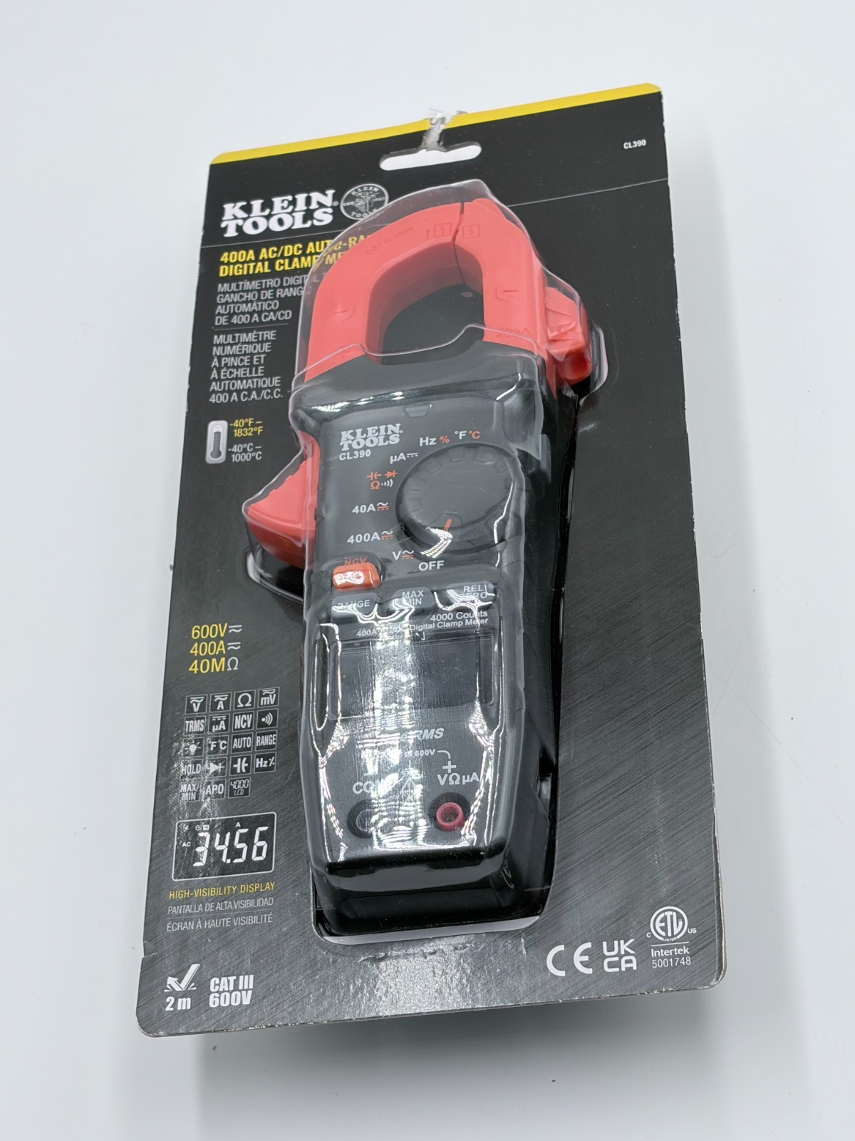 New Klein Tools 400A AC Auto-ranging TRMS Clamp Meter Multimeter CL390