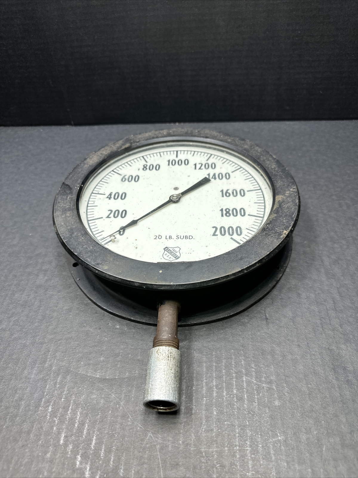 VINTAGE ASHCROFT GAUGE 20LB SUBD. AMP 7376 Welded Steel Tube DURAGAUGE