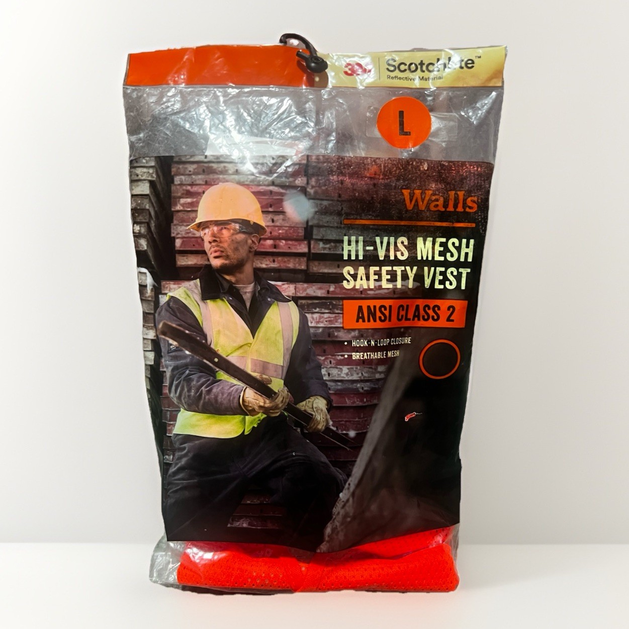 Walls Hi-Vis Mesh Safety Vest ANSI Class 2 Large Hi-Visibility Orange 3M
