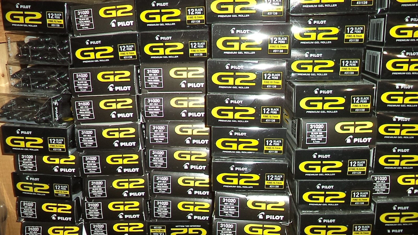 20 Pilot® G-2® g2 Retractable Gel ROLLER Pens Fine Point 0.7mm BLACK 31136 31020