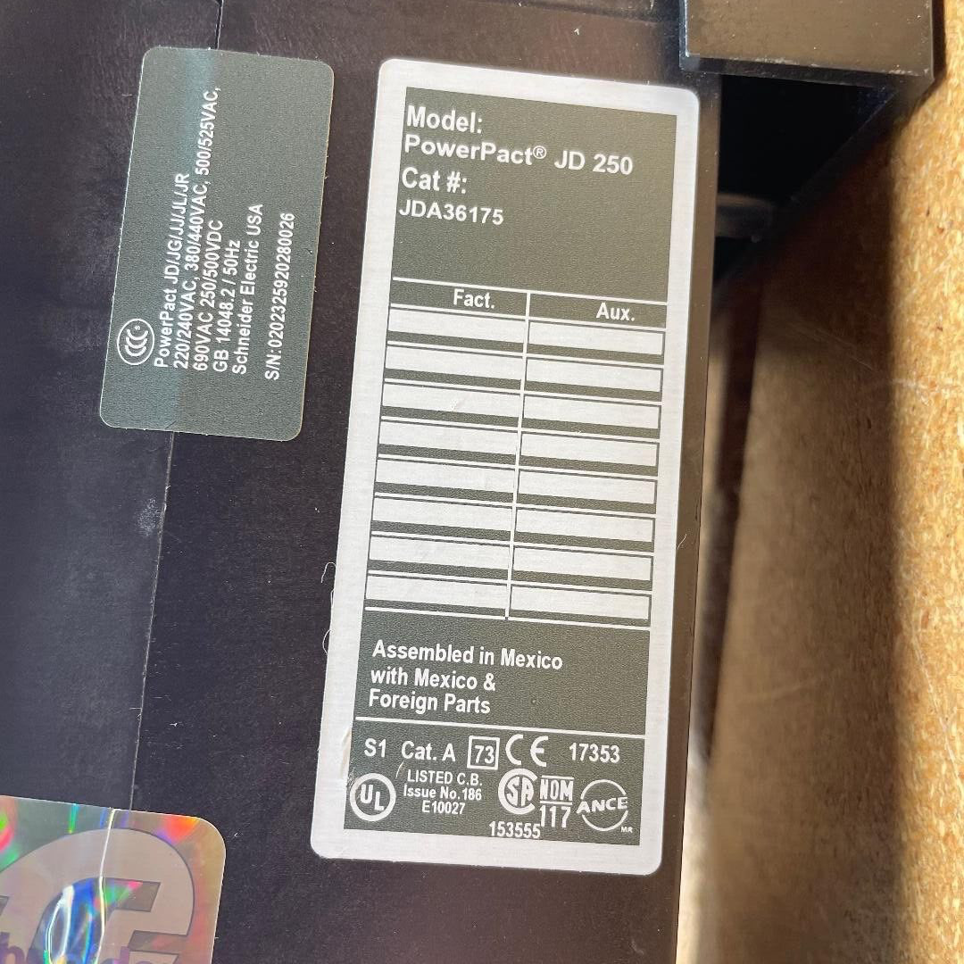Square D JDA36175 PowerPact I-Line 175A – 600V – JD 250 Circuit Breaker