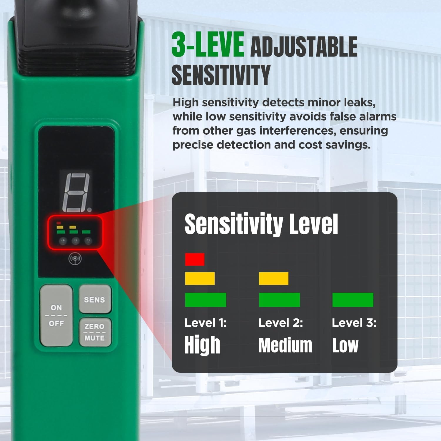 HVAC Refrigerant Leak Detector, Heated Diode Sensor & 0.05 Oz/Yr – Max Sensitivi