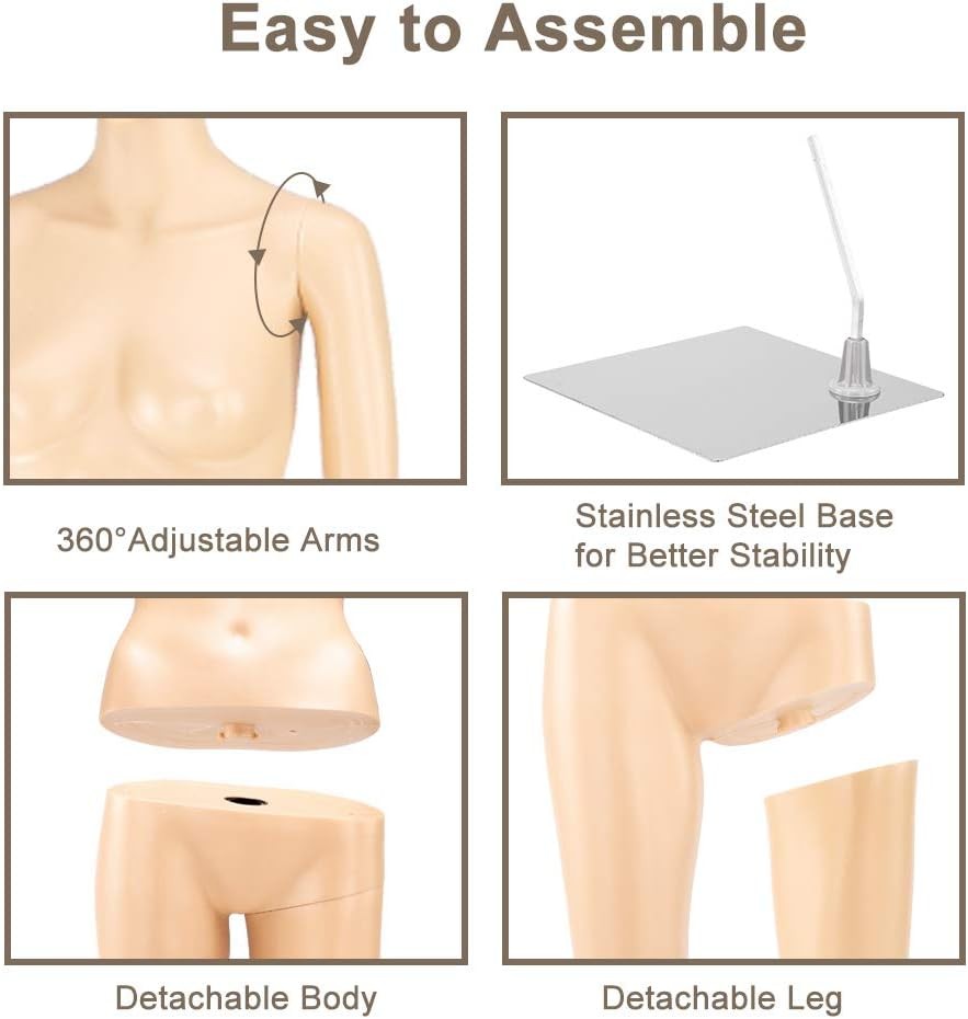 Full Body Female Mannequin Realistic Display Mannequin with 360°Adjustable Head