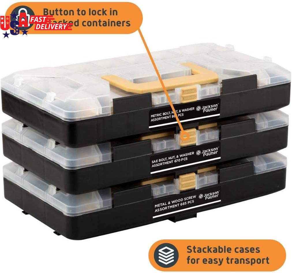 2251 Piece Hardware Assortment Kit with Screws, Nuts, Bolts & Washers (3 Trays)…