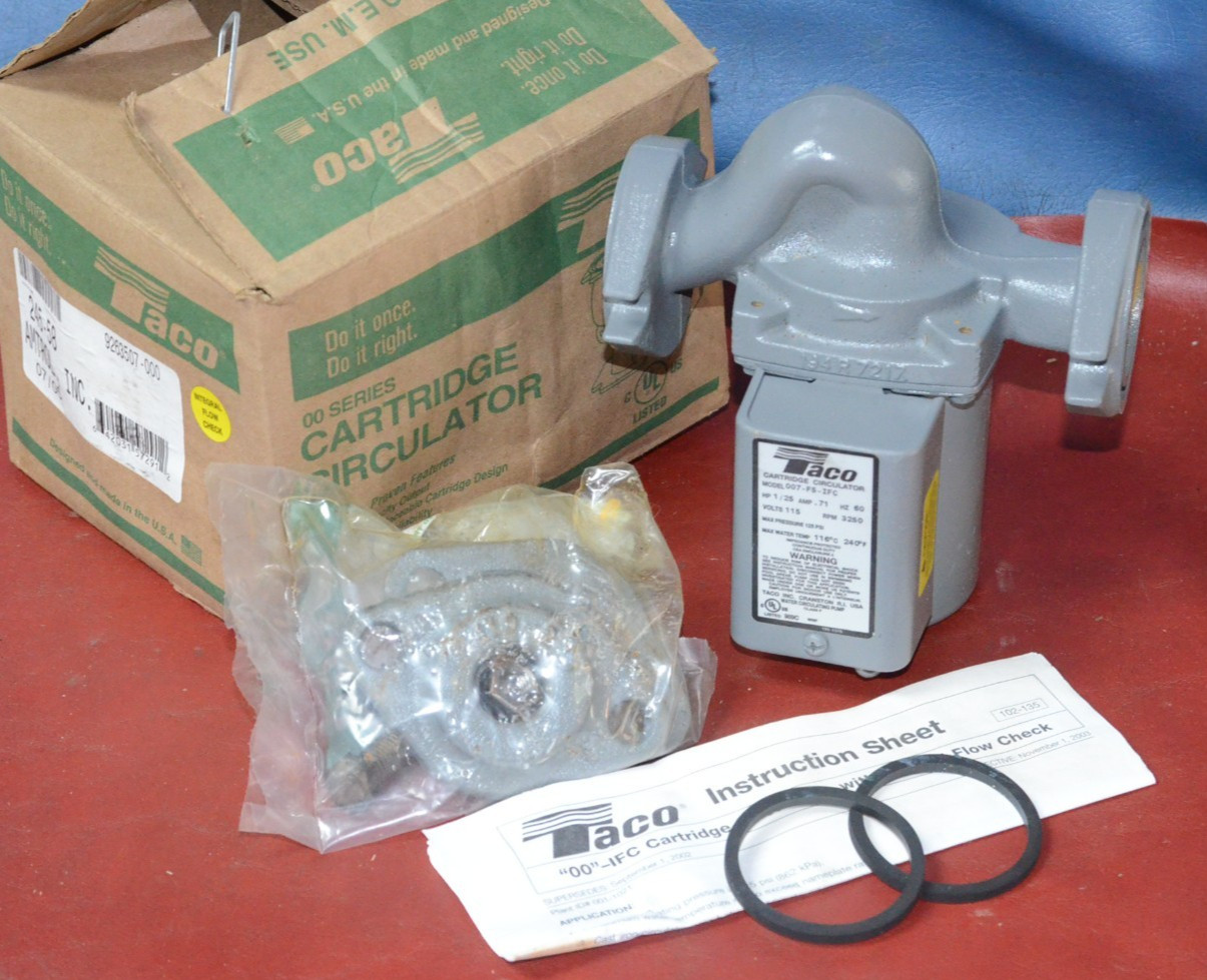 TACO 007-F5-IFC Cast Iron Circulator Pump 1/25 HP Flow Check & 110-419 Flanges