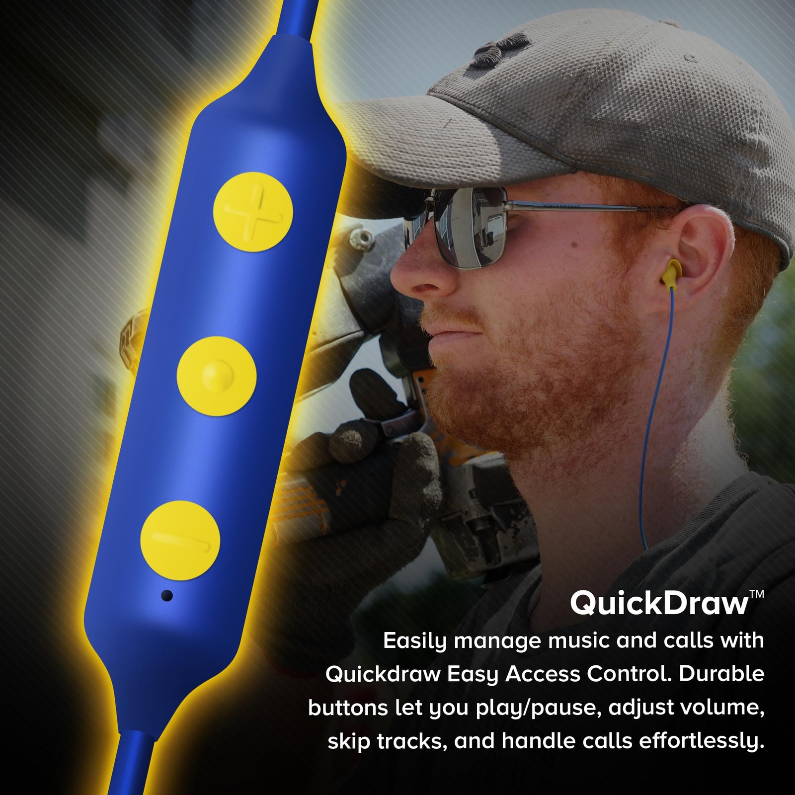 Plugfones Basic Pro Earplug Headphones Wireless Bluetooth in-Ear Blue, Yellow
