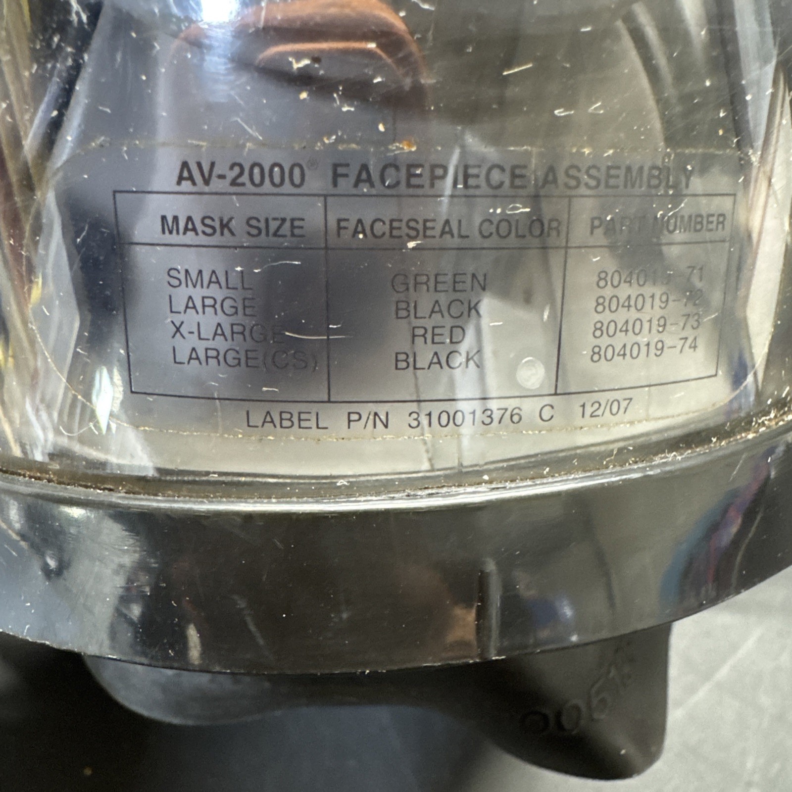 Scott AV-2000 Mask w/ 4 Strap Head MASK Size L/ Used