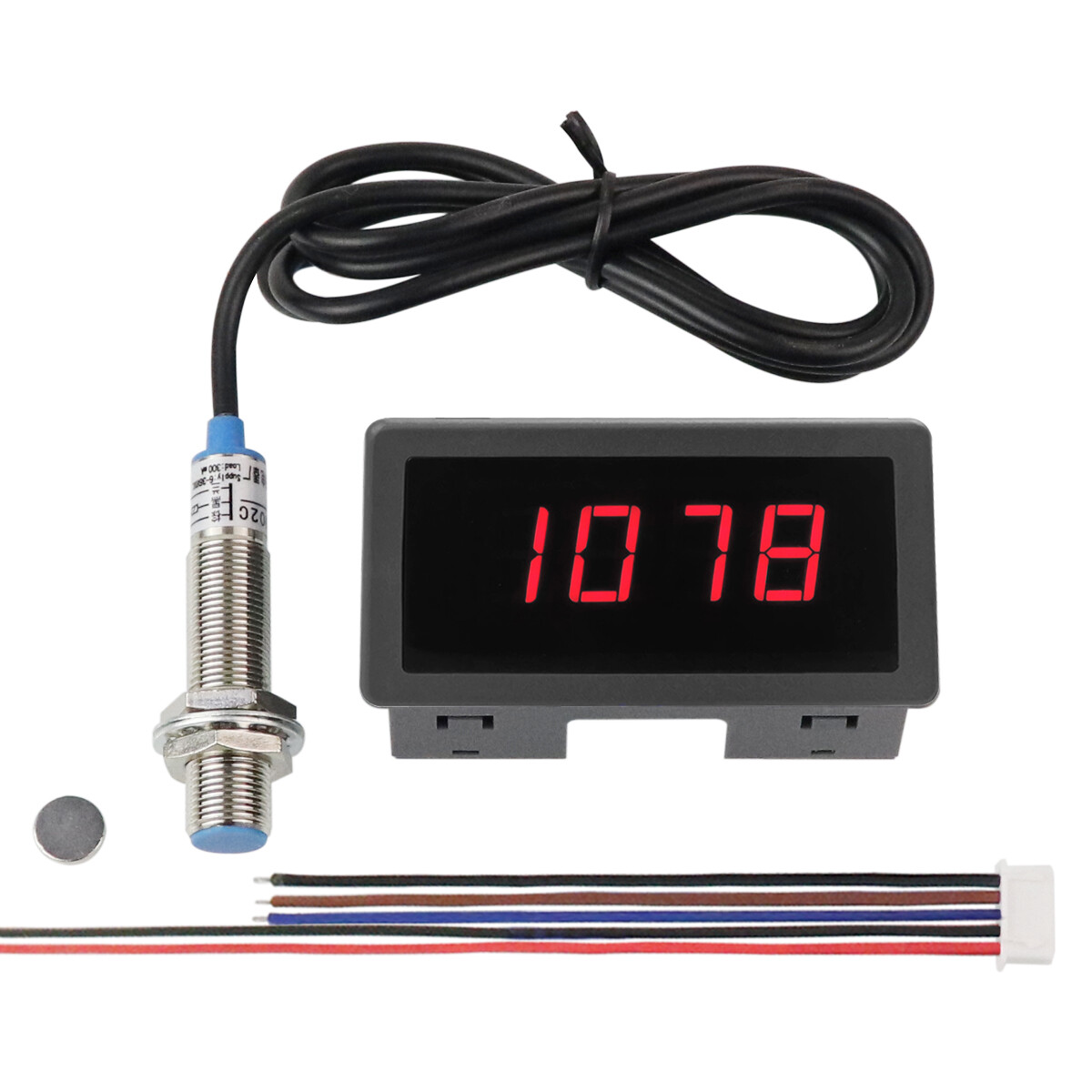 DC 8-24V Digital LED Hall Tachometer Motor Speed Tester Meter Hall Sensor RPM