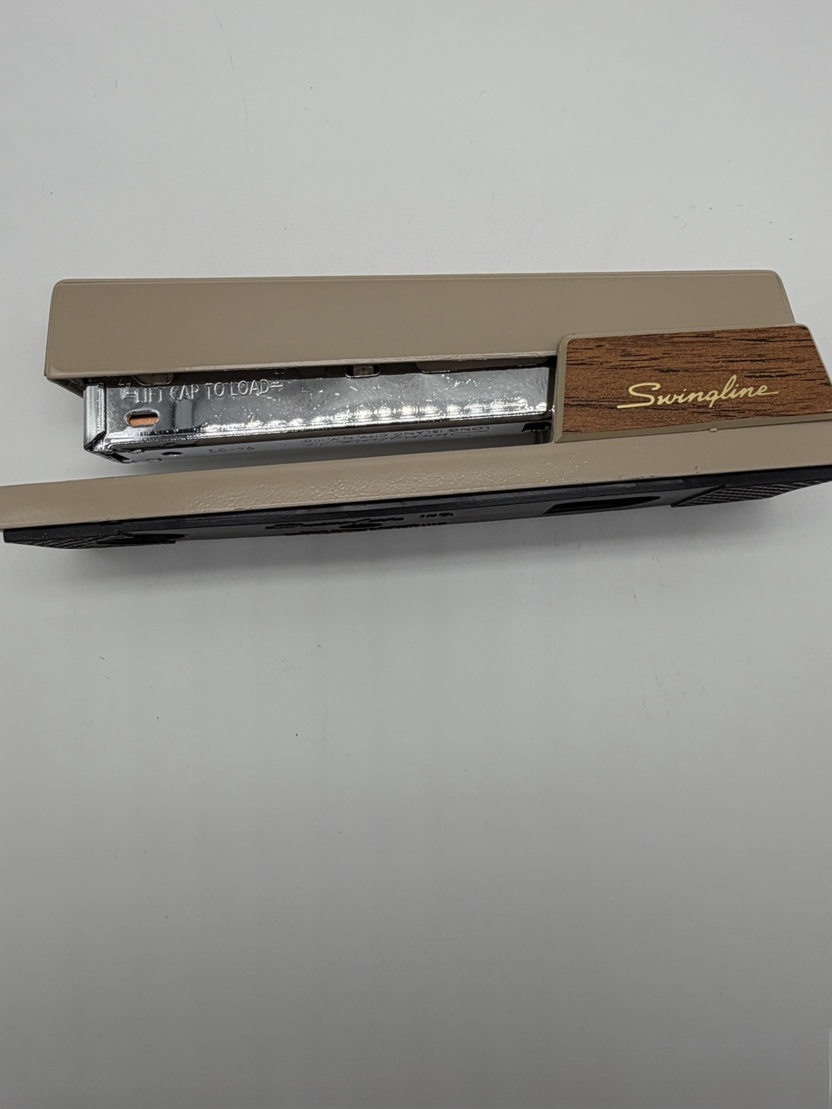Vintage Swingline Beige Teak Large Metal 767 Stapler Original Box USA Made
