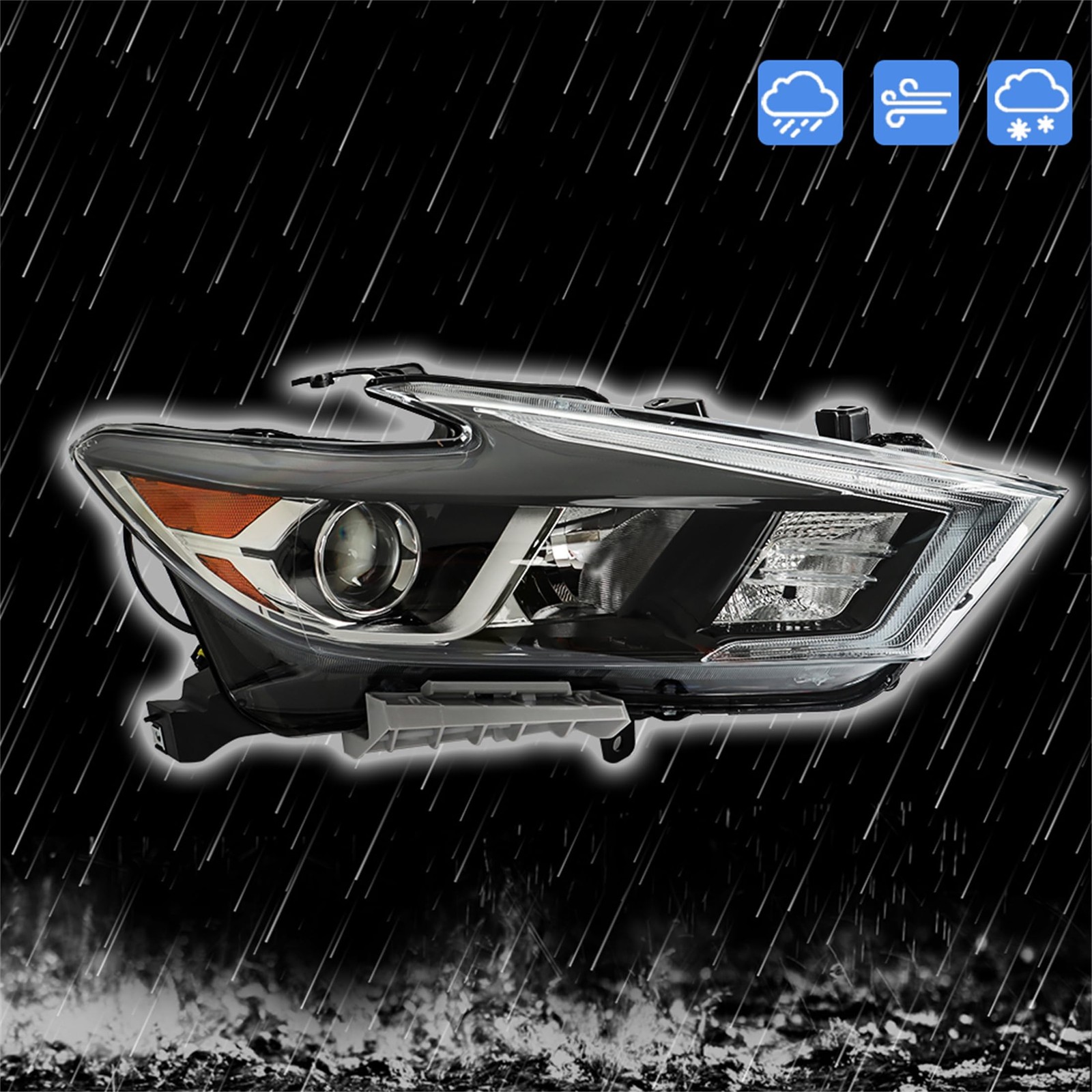 Maxima 2016-2018 Headlight Assembly Black Projector Right Side RH