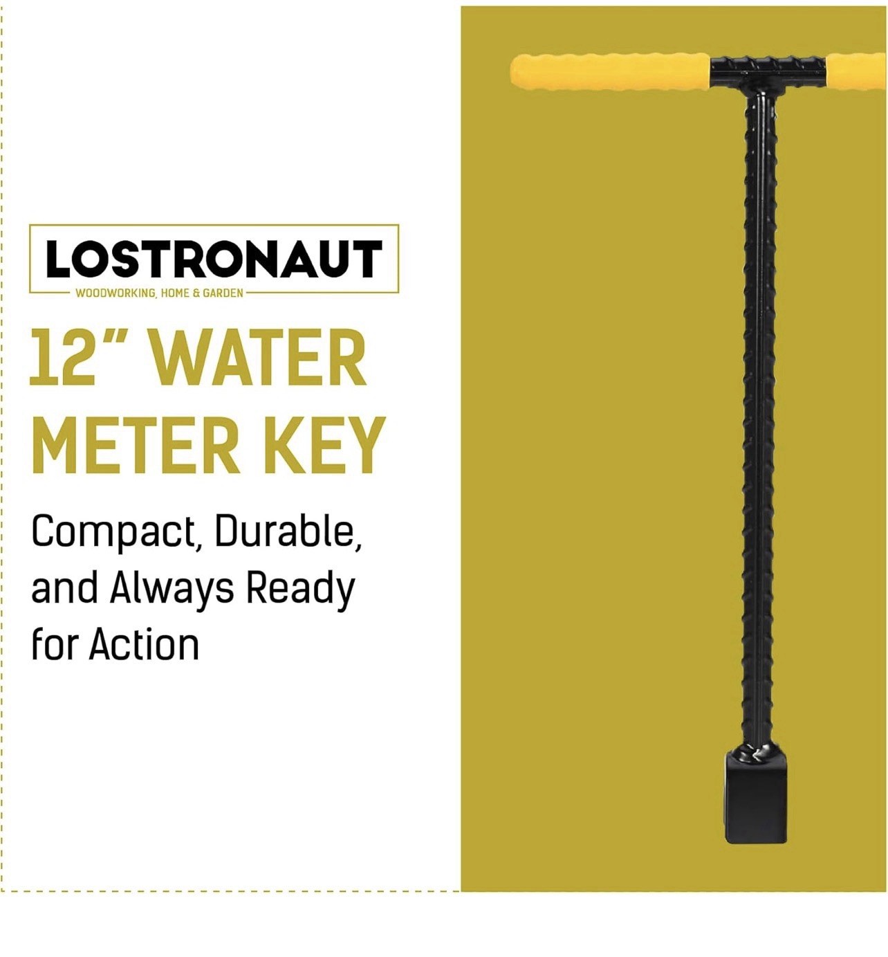 12″ Water Meter Key – Professional Garden & Plumbing Tool T-handle 4-way Spigot