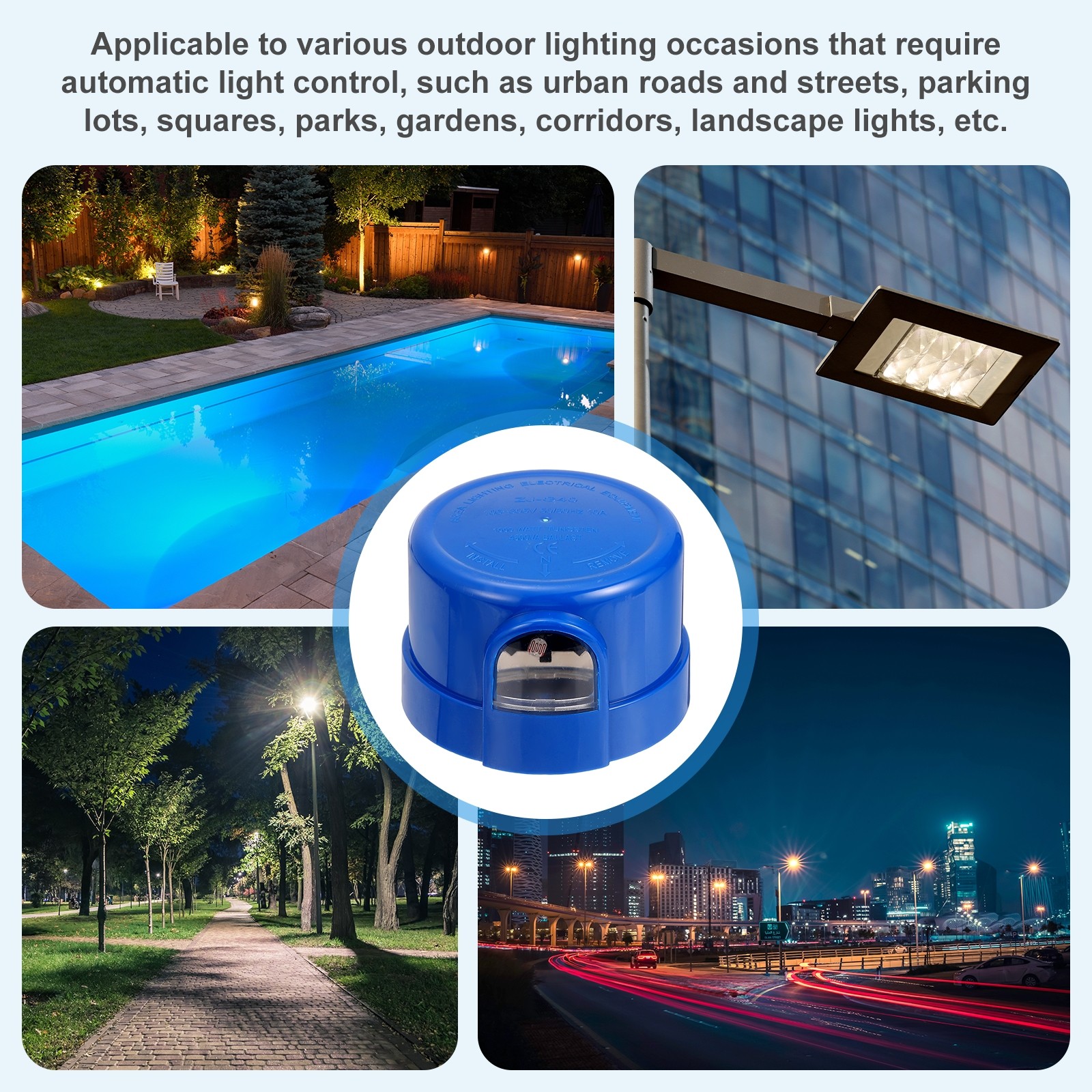 Pack of 5 Twist Lock Dusk to Dawn Photocell Sensor Blue