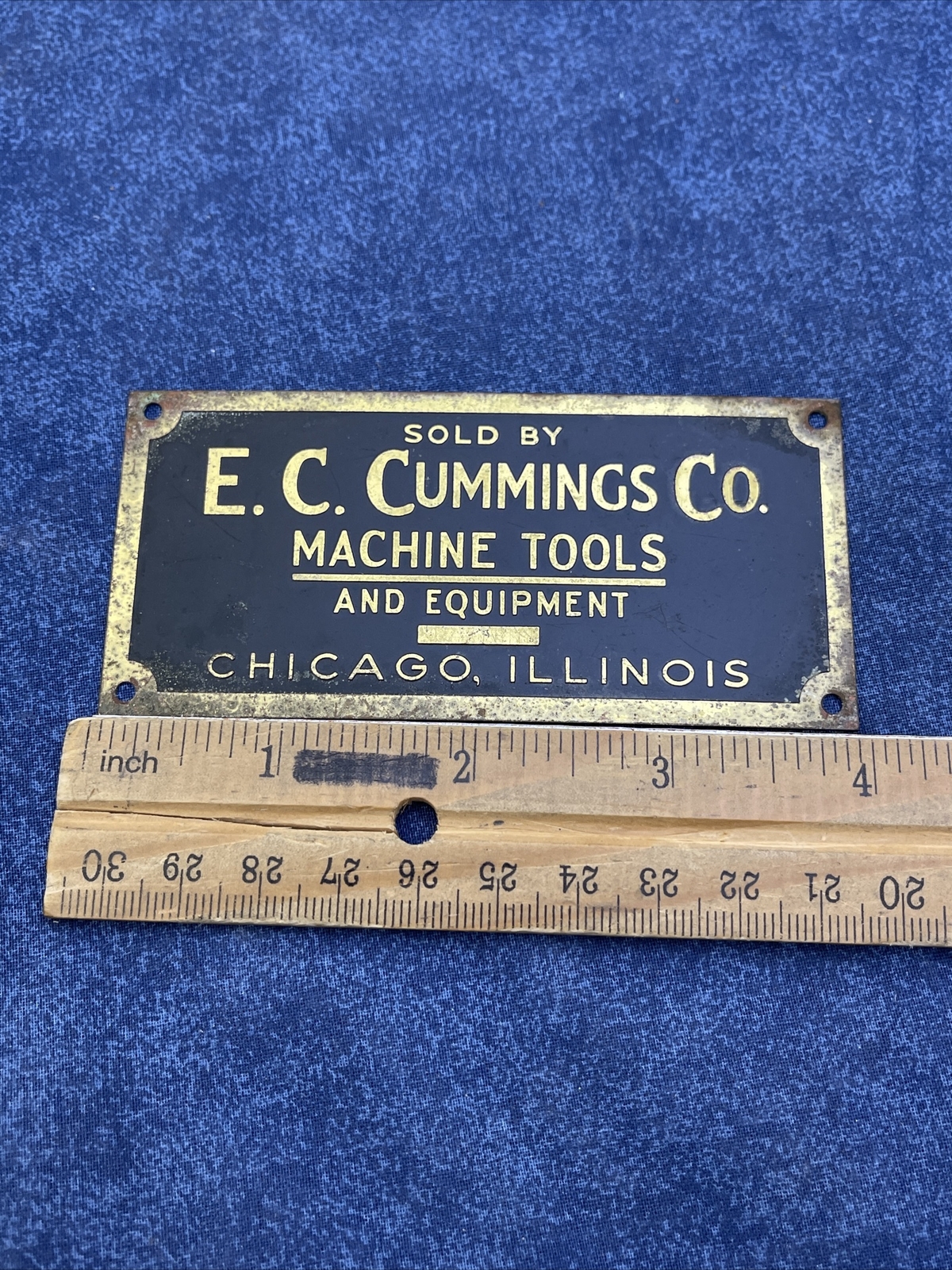 Vintage E. C. Cummings Co Machine Tools And Equipment Sold By Badge Plaque Z506