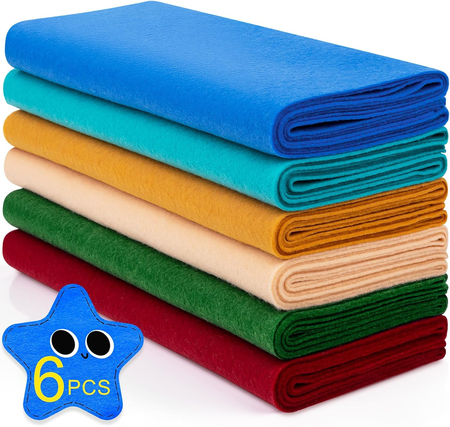 6 Rolls 12″X35″ 1.4Mm Thick Soft Felt Fabric Sheet 6 Assorted Matisse Series Col