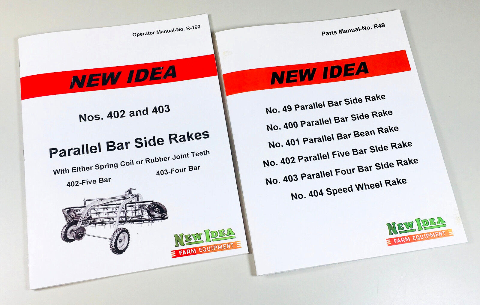 New Idea 402 5 Bar 403 4 Bar Parallel Side Rake Operators Manual Parts Catalog