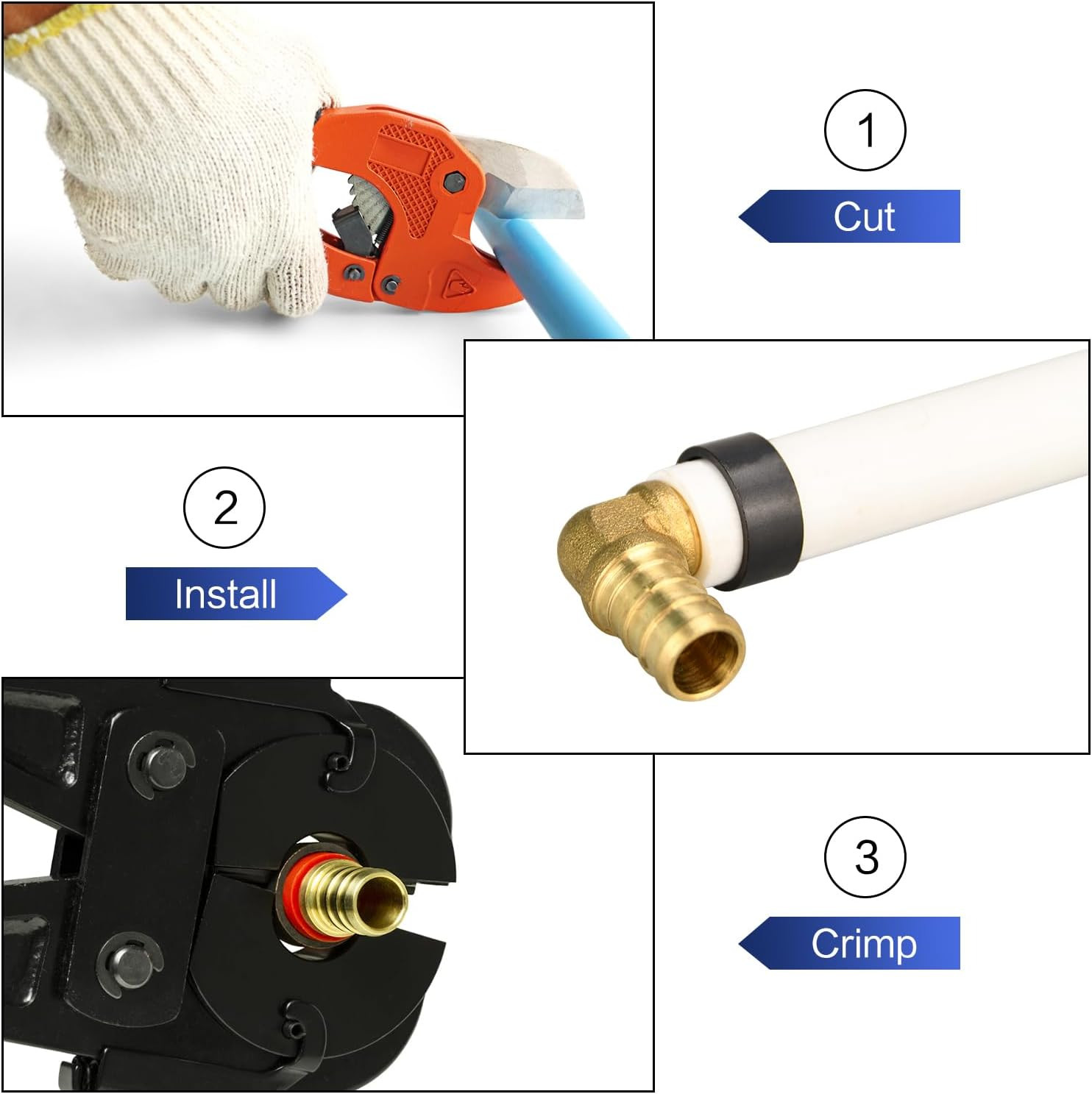100 Pack 1/2″ PEX Copper Crimp Rings, for Pex Pipe Connection (1/2″, 100 Pack)
