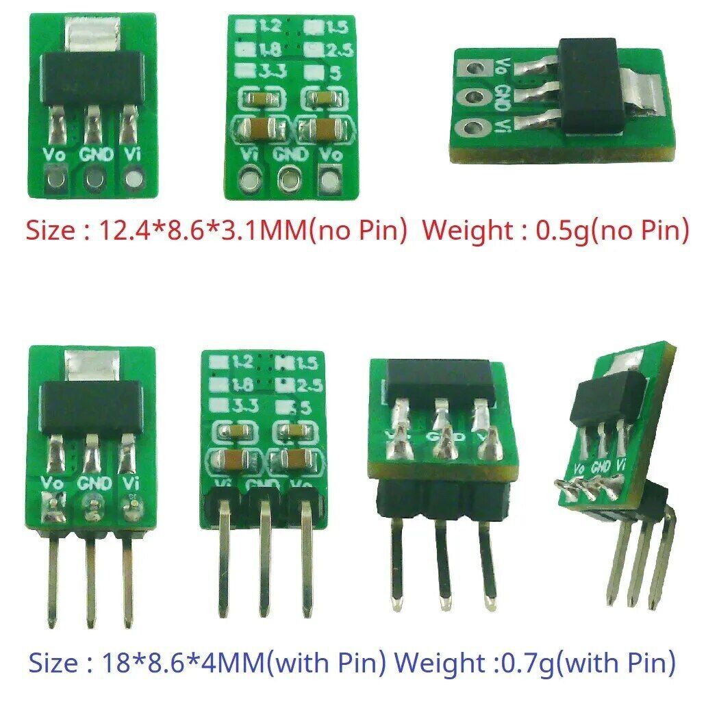 Mini 1A 3.6V 4.2V-18V to 1.2V 1.8V 2.5V 3.3V 5V LDO Regulators for Battery