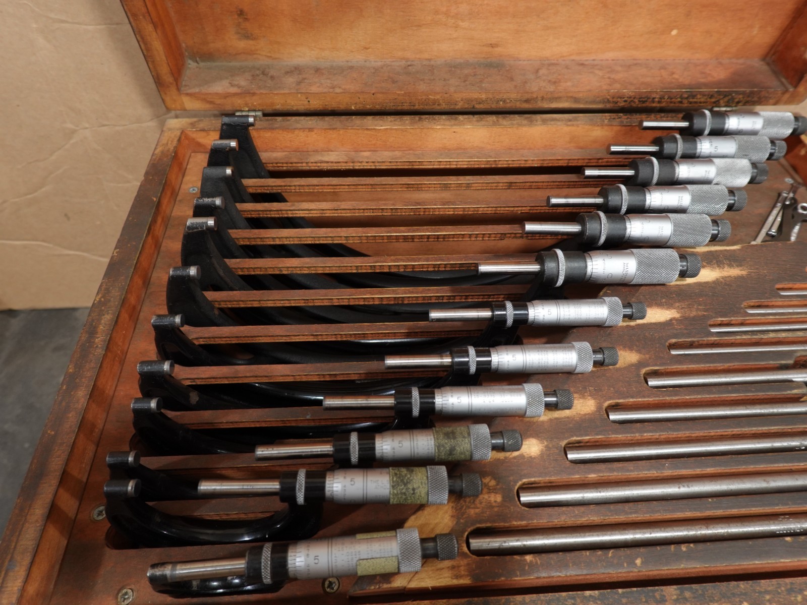 Starrett No 436 0-12” Outside Micrometer Set In Wood Box w/ Standards PG7