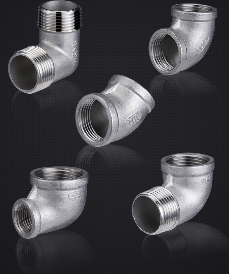 304 Stainless Steel Pipe Fitting 45/90 Degree Elbow Thread Fitting 1/8″ 1/4″- 2″