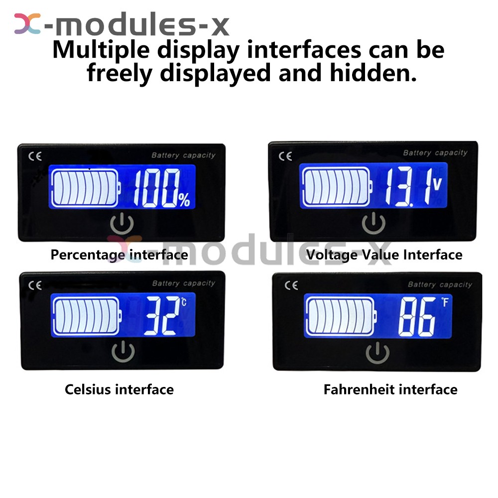 DC8-100V Battery Indicator Percentage Battery Voltage & Temperature Tester Meter