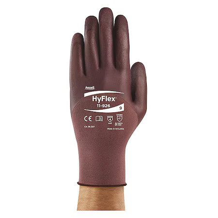 Ansell 11-926 Coated Gloves, Nitrile, Sandy, 3/4 Dip, 4 Abrasion Level, Purple,