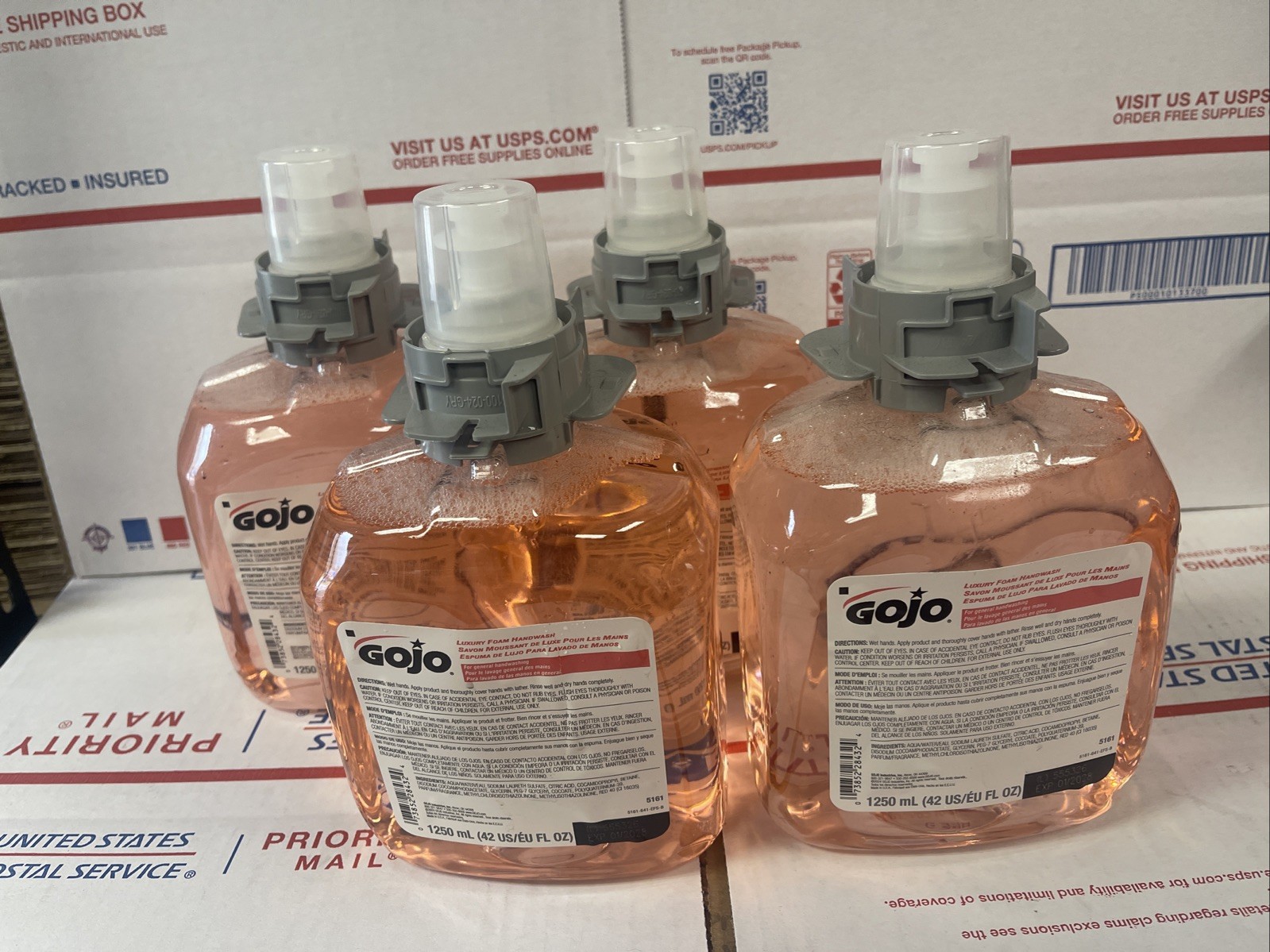 GOJO 5161 Hand Cleaner 42 Oz Foam Refill for Dispenser Cranberry 4 Pk Ex:01-28