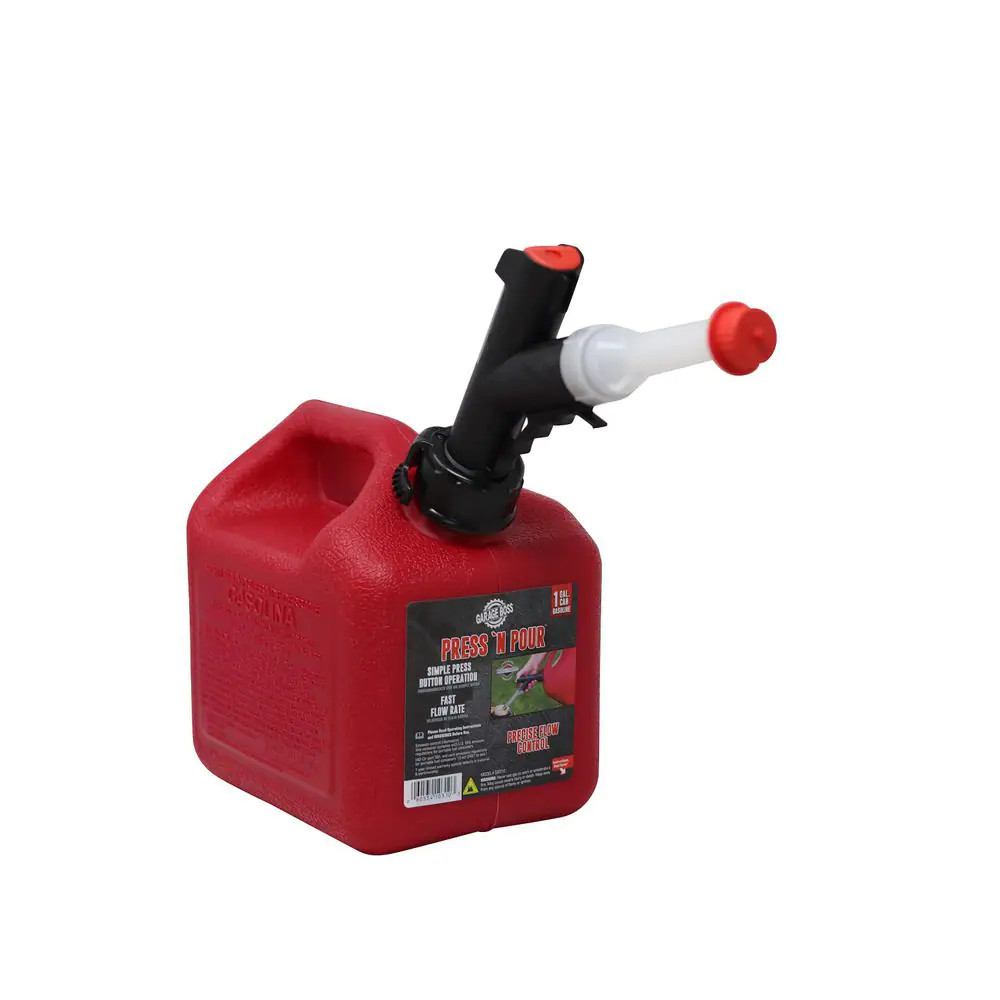 Garage Boss Press N Pour Gas Can 1 Gal Fuel Container Spill Proof EPA Compliant