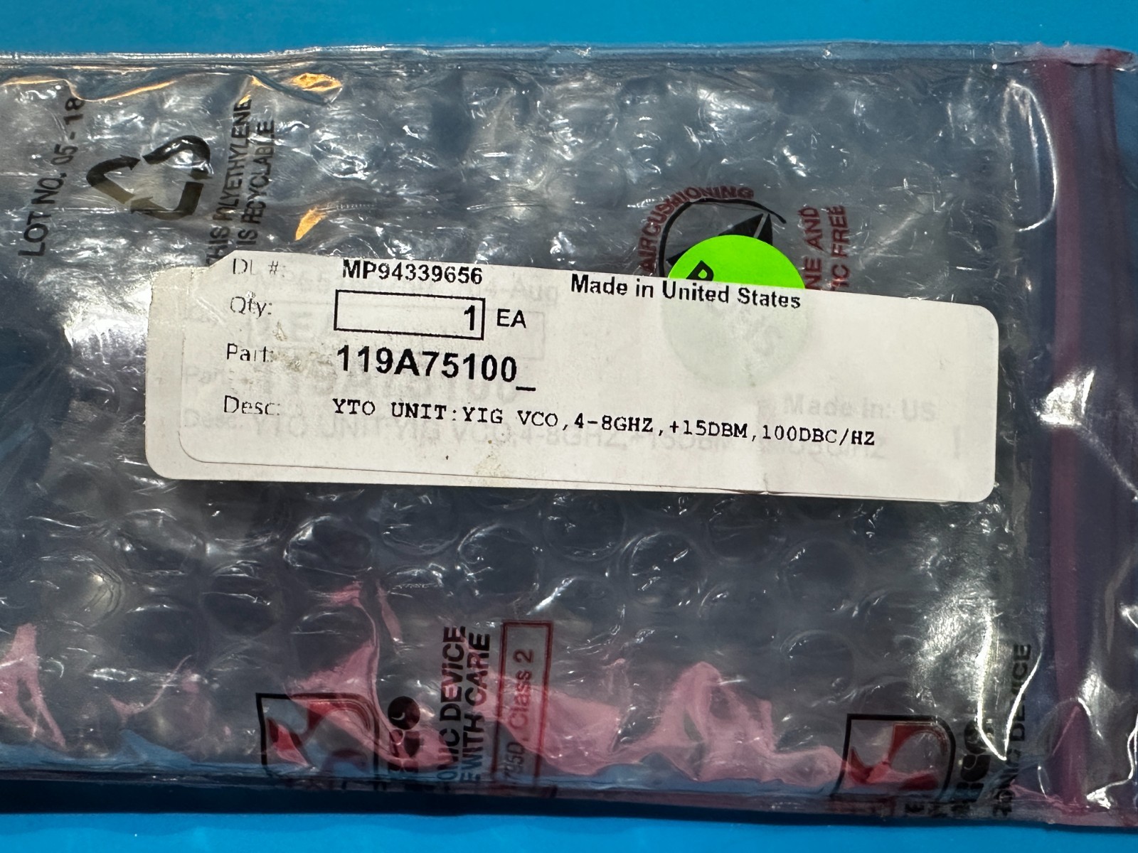 Tektronix YTO Yig Tuned Oscillator 119-A751-00 4-8GHz Micro Lambda MLMB-1048