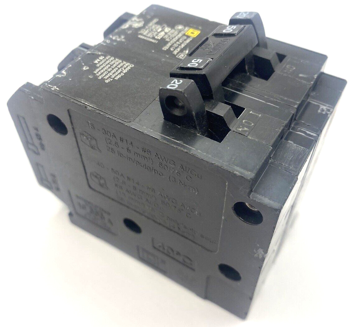 Homeline HOMT2020250 Quad 2 1 Pole 20 Amp 1 2P 50A 120 240V AC Square D Breaker