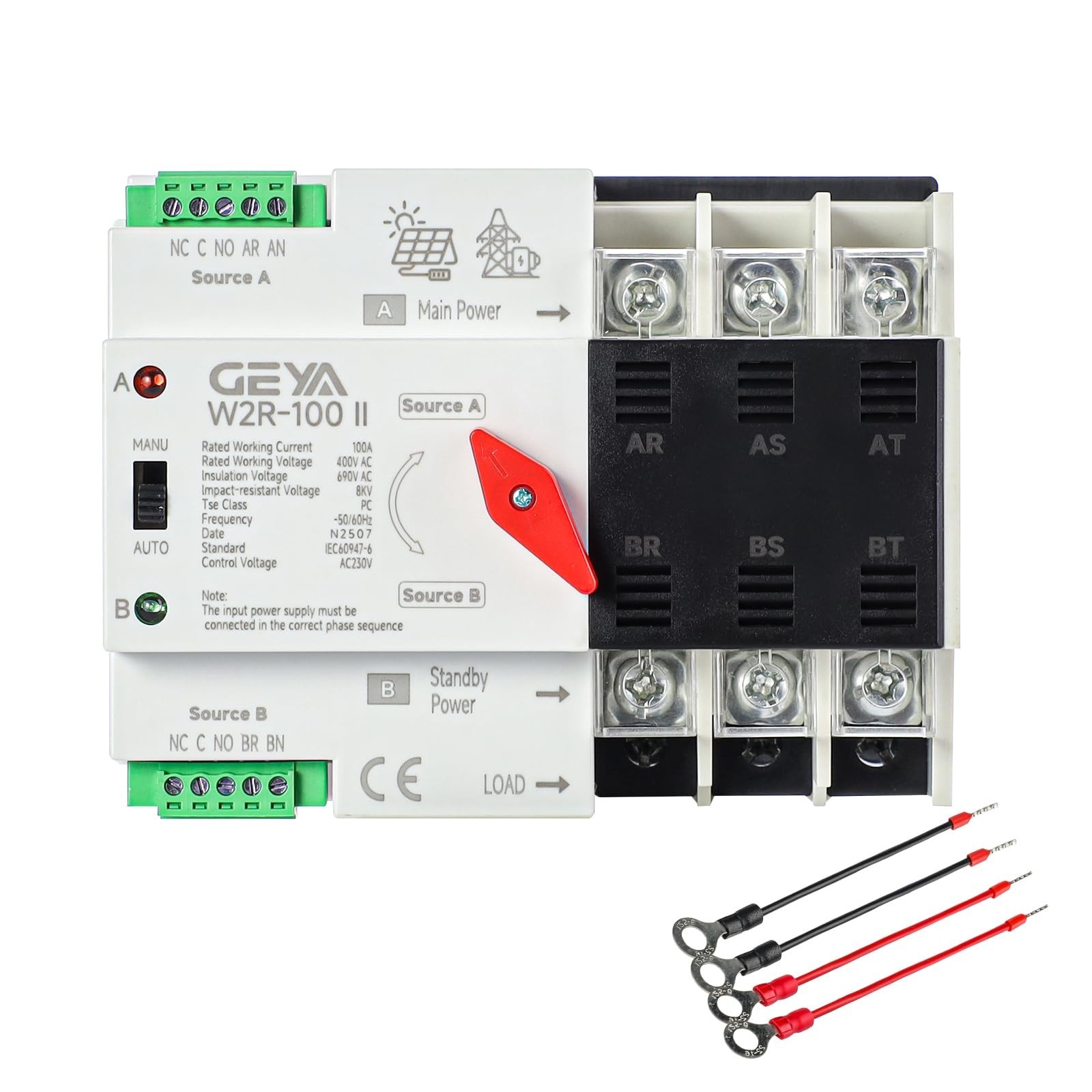 Mini ATS Automatic/Manual Transfer Switch, Solar Auto Dual Power Over & Under…