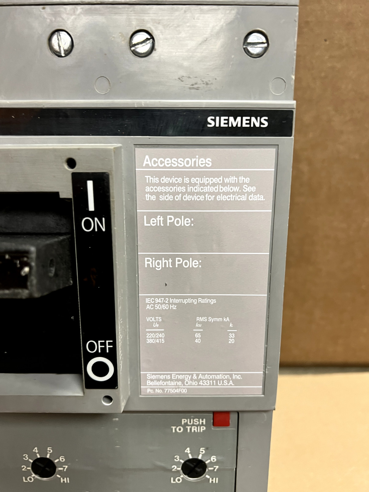 Siemens MD63F800 Breaker 800A 600V 3-Pole 800AT 50K MD63B800 – WARRANTY