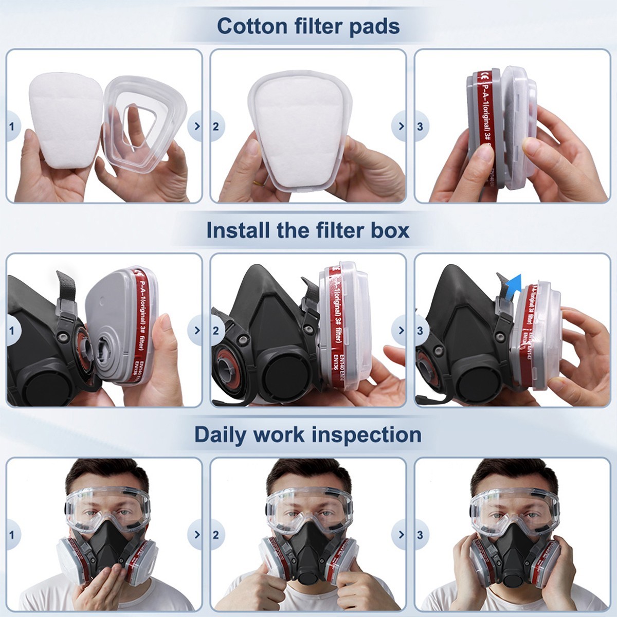 PRO 6200 Black Half Face Gas Mask Cover Painting Spraying Respirator Facepiece