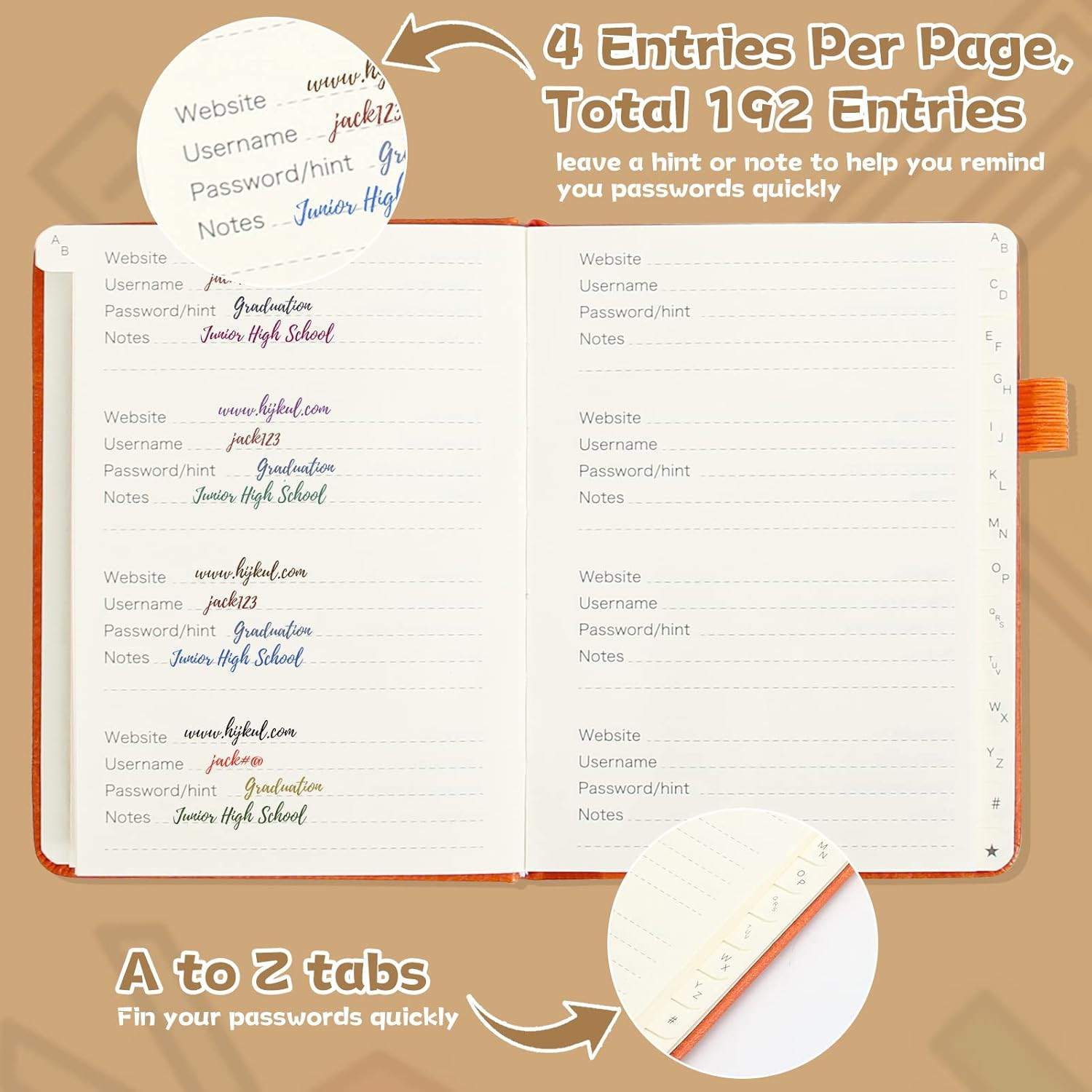 Password Book with Alphabetical Tabs – Small Password Keeper Book (5.6 * 4.3 In)