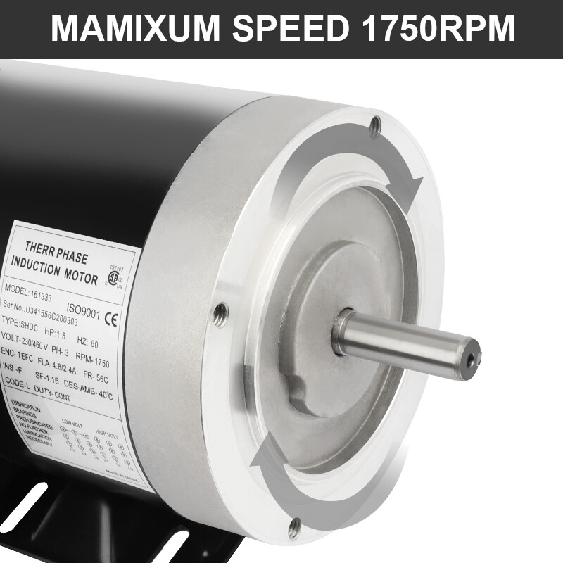 1.5HP General Purpose Electric Motor 56C Frame 1750RPM Three Phase 230/460V