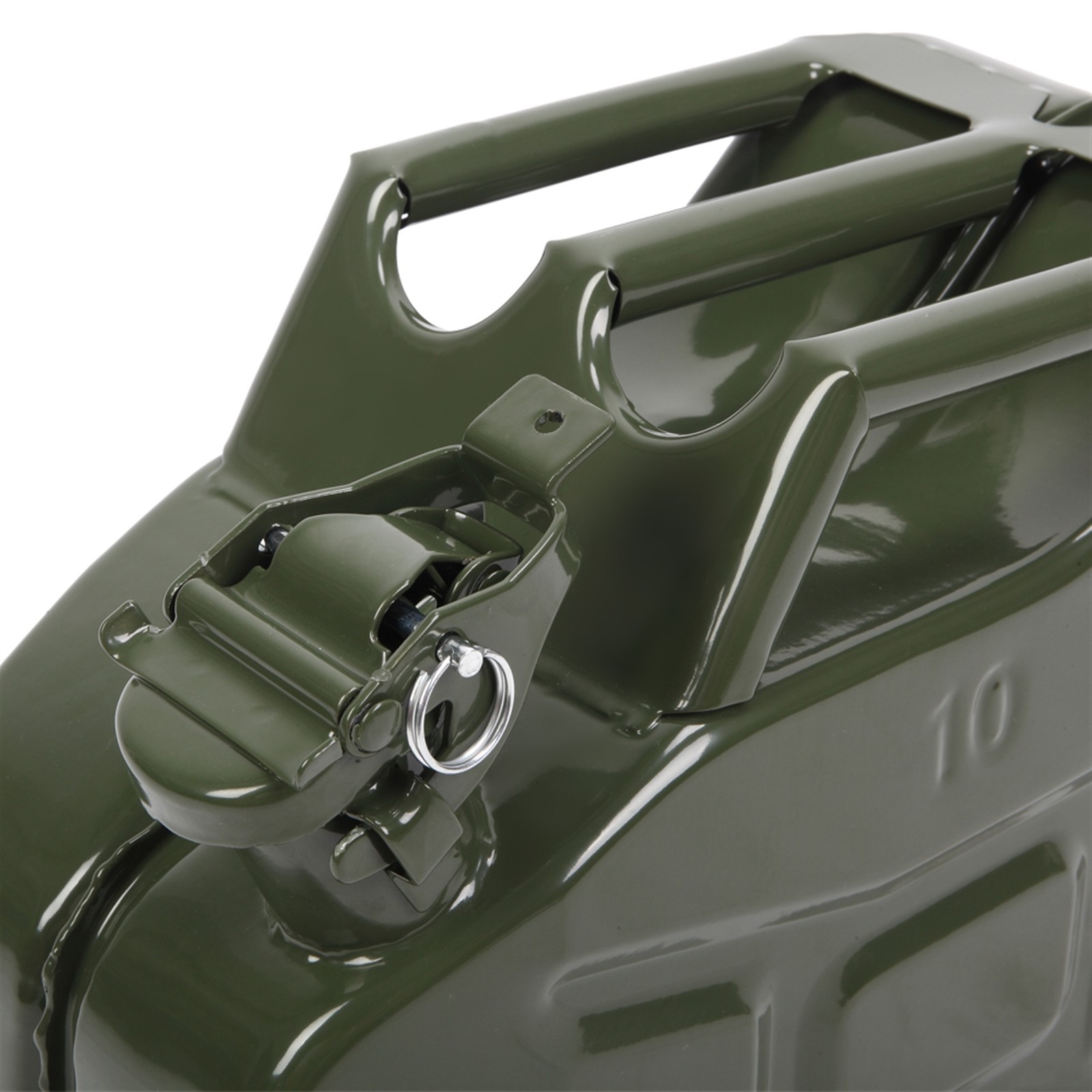 10L Gas Metal Can Gasoline Fuel Container Diesel Tank Green w/ Inverted Oil Pipe