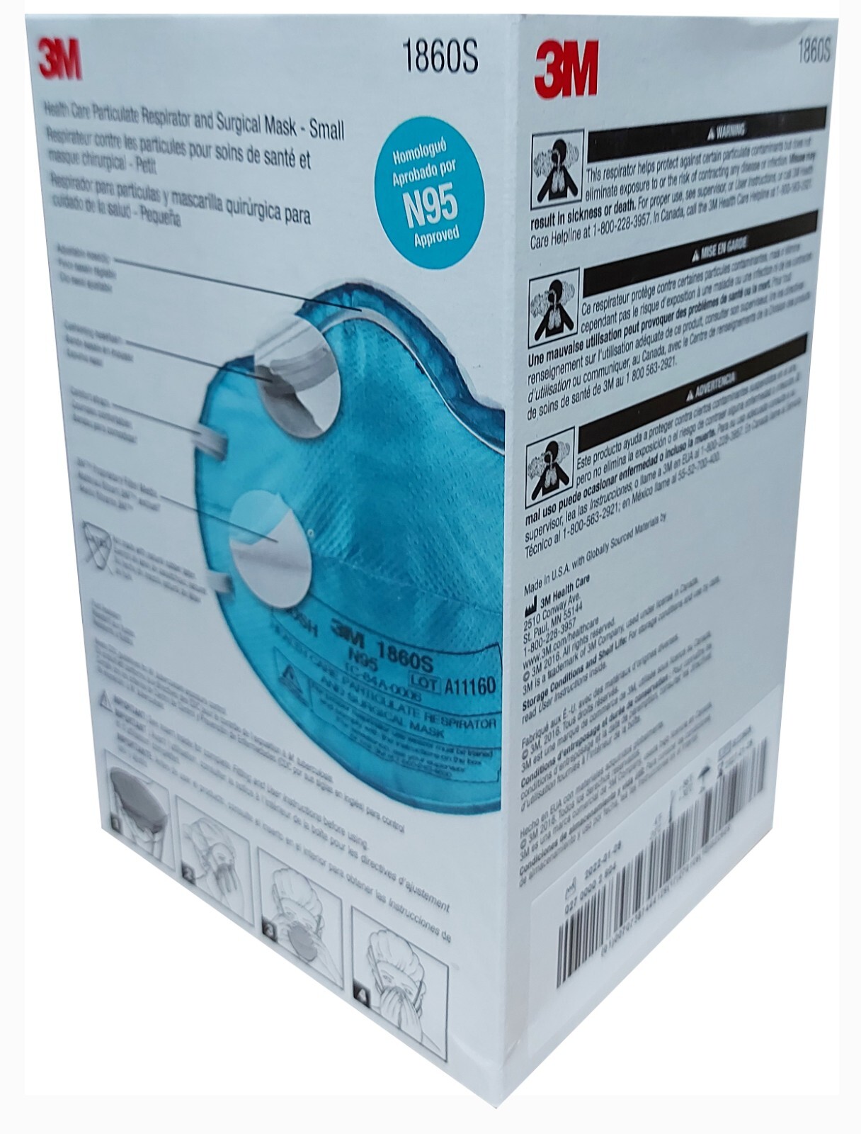 3M™ NIOSH Respirator & Surgical Mask Exp2027, 20/Bx (Child) 1860s N95 Authentic