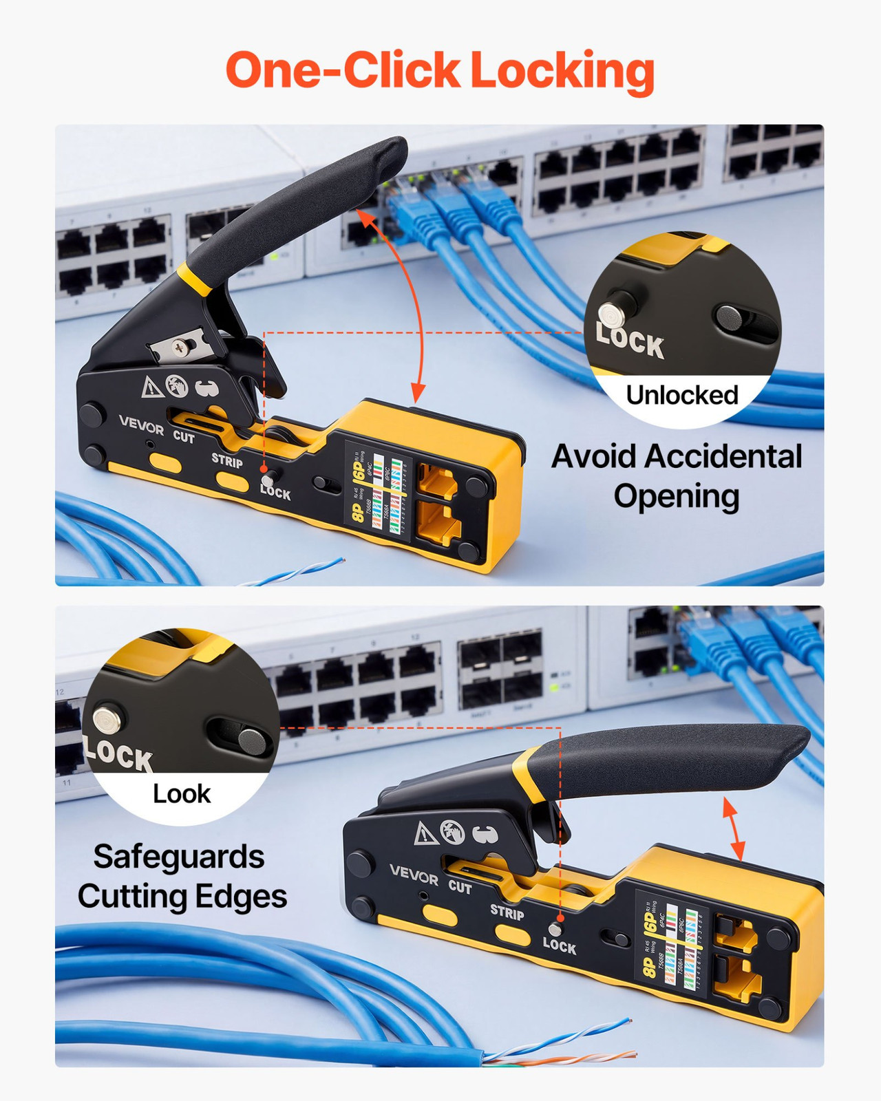 RJ45 RJ11 RJ12 Crimping Tool Kit Ethernet Crimper w/ Tester Plugs