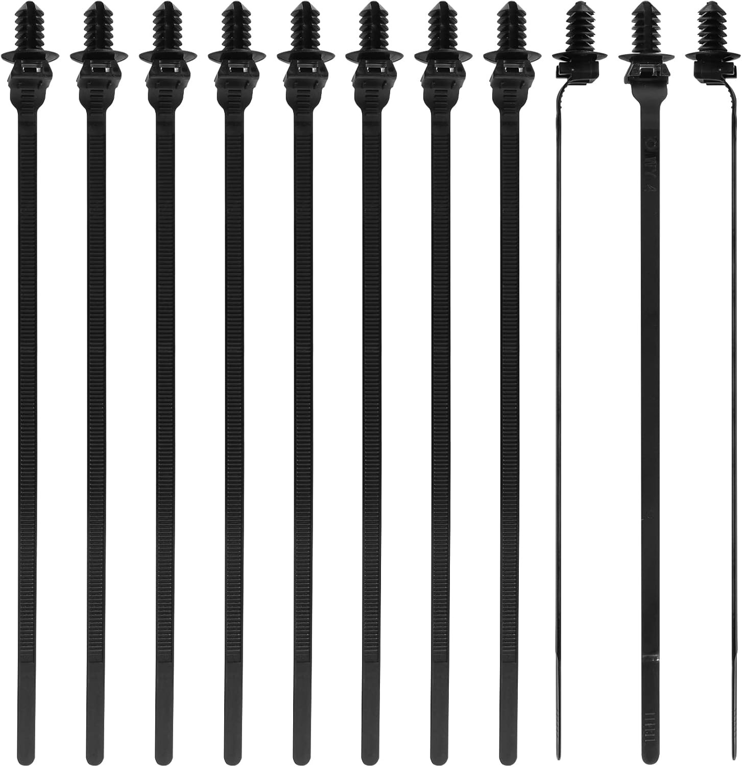 50 Pcs Black Nylon Push Mount Cable Zip Tie 205mm / 8.3 Inch Fir Tree Mount Cab